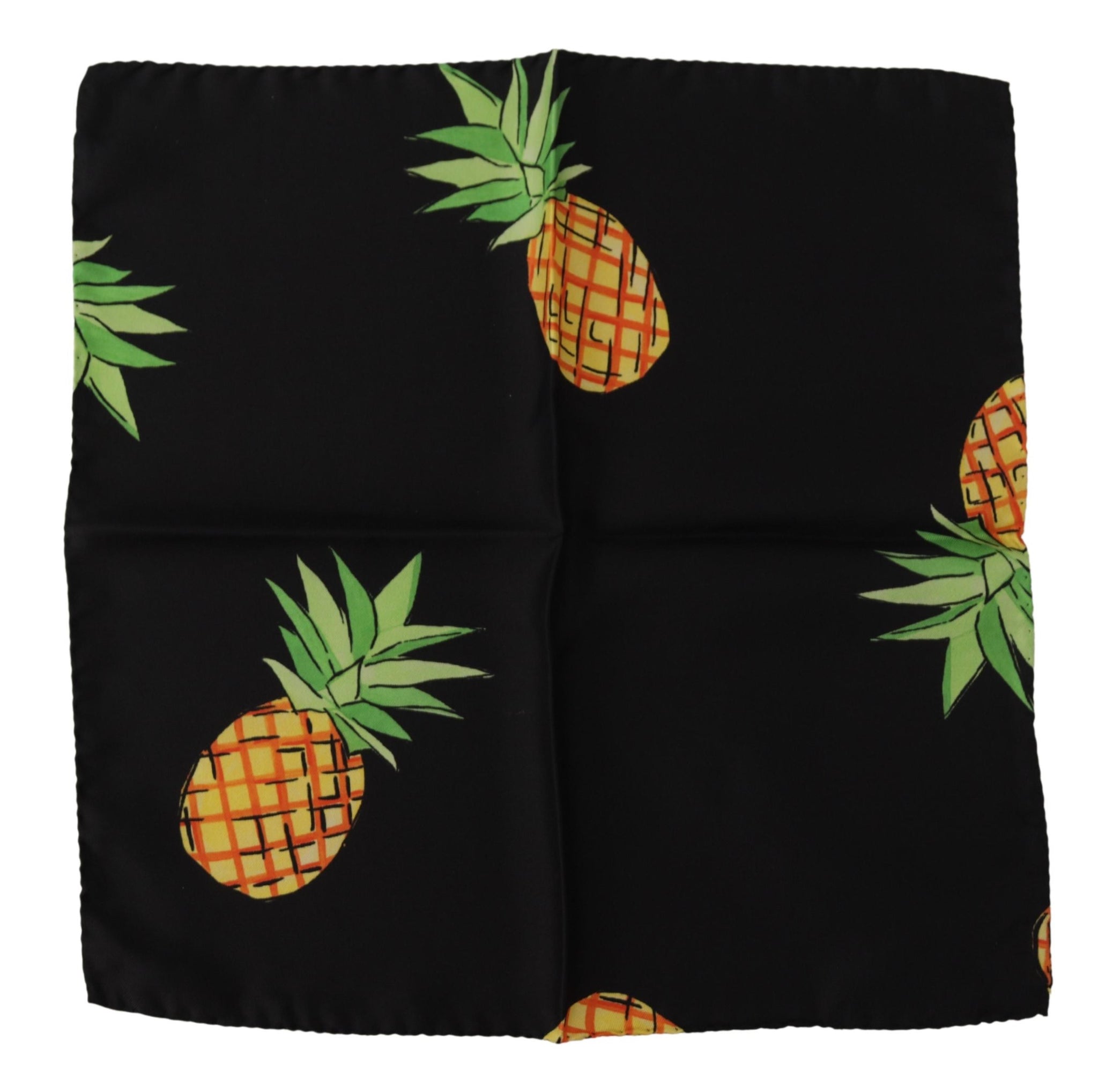 Black Pineapple Printed Square Handkerchief  Scarf