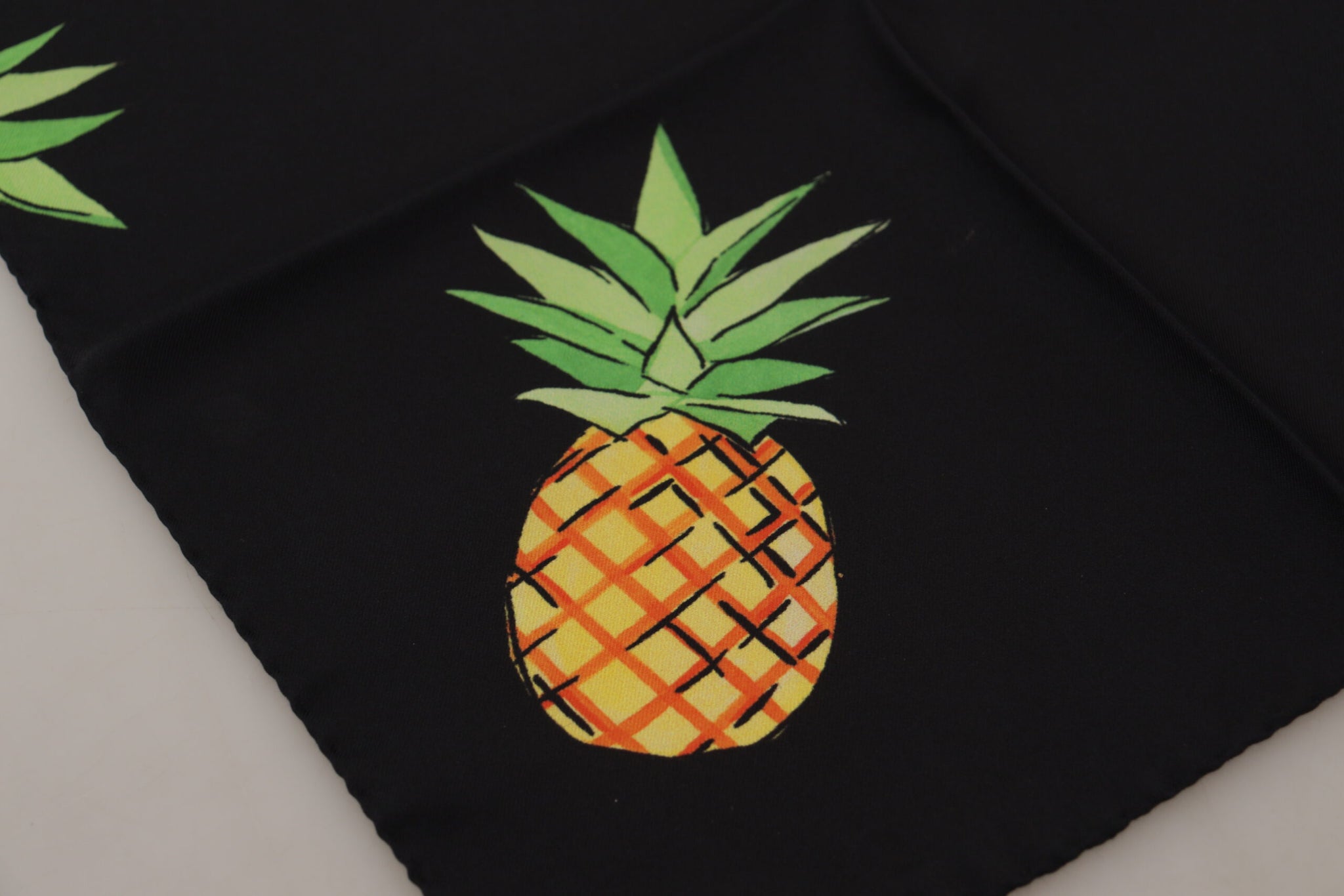 Black Pineapple Printed Square Handkerchief  Scarf