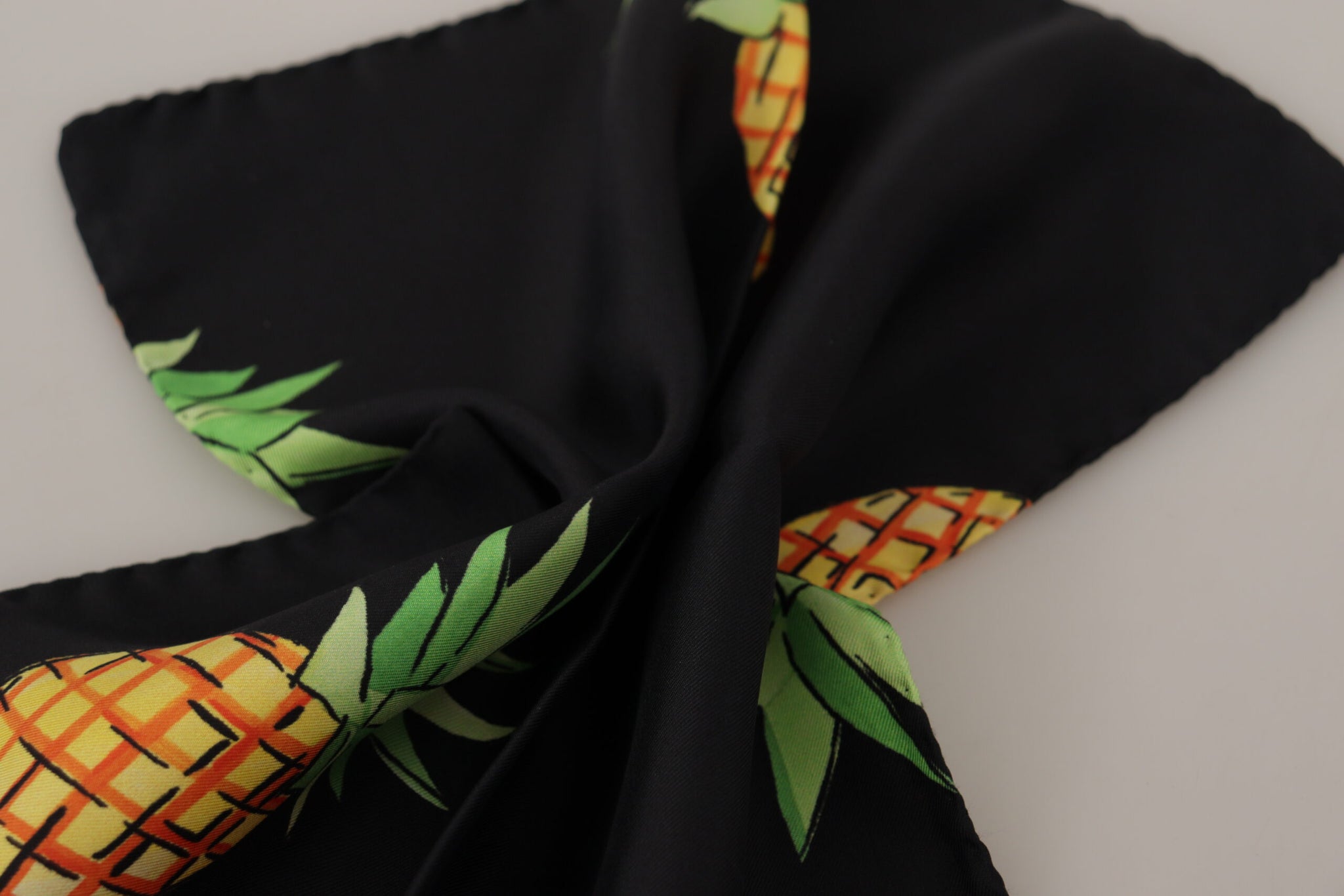 Black Pineapple Printed Square Handkerchief  Scarf