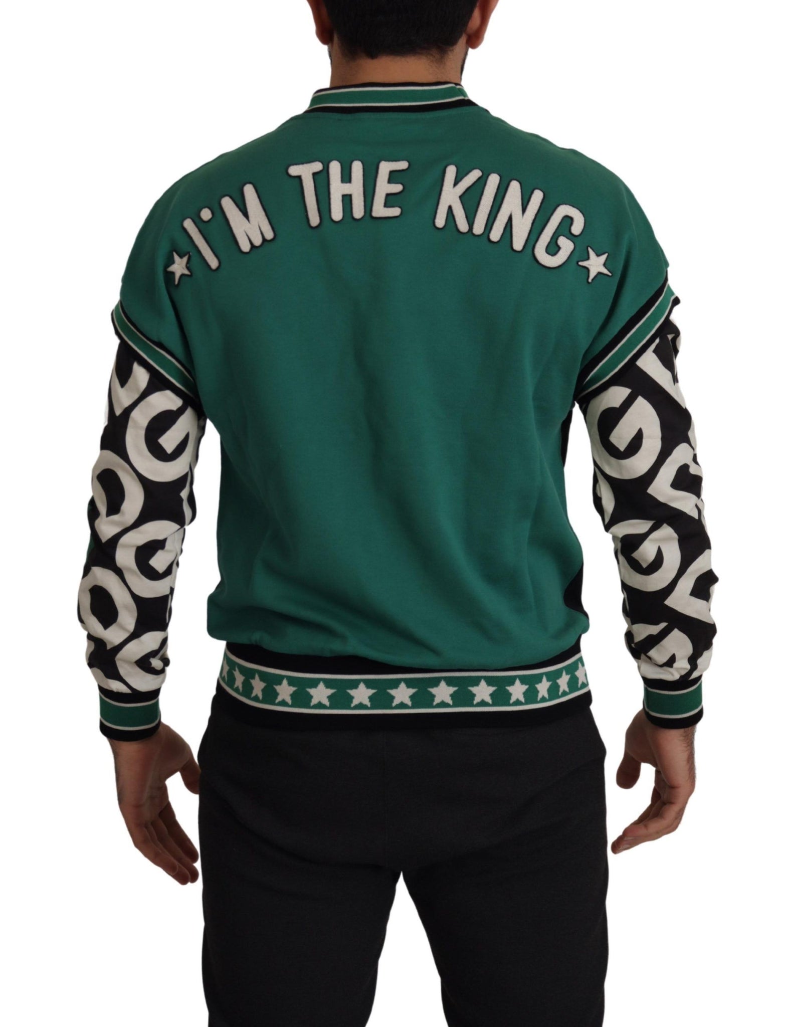 Black Green Cotton KING Star Crewneck Pullover Sweater