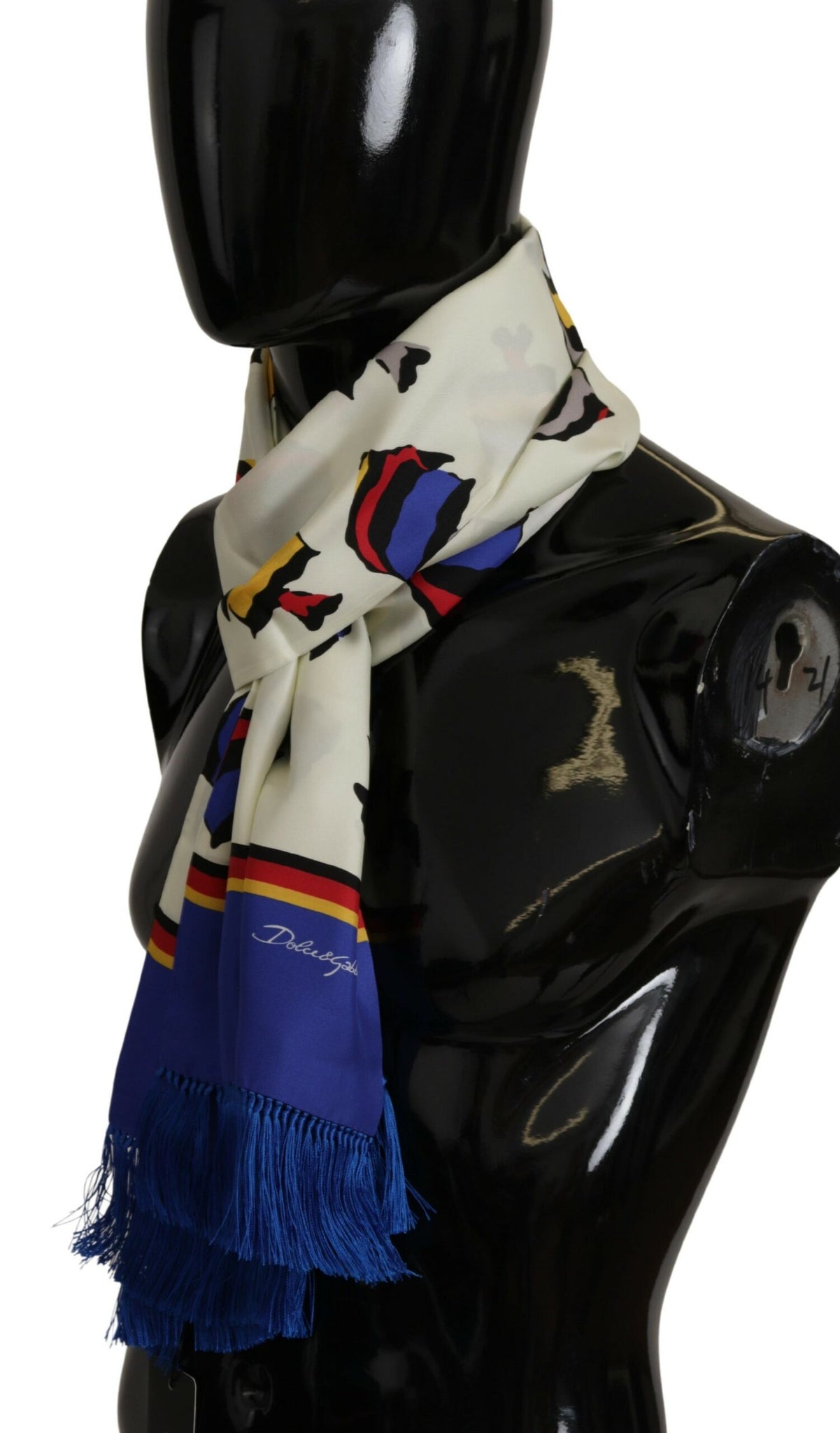 Multicolor Fish Printed Shawl Neck Wrap Fringe Scarf