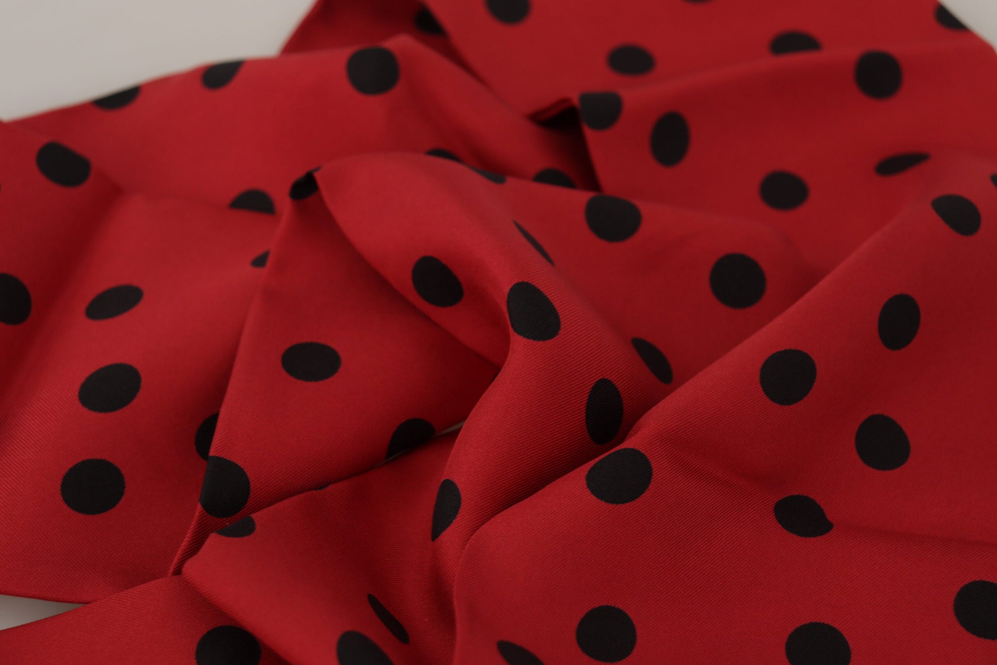 Red Polka Dot Silk Shawl Neck Wrap Scarf