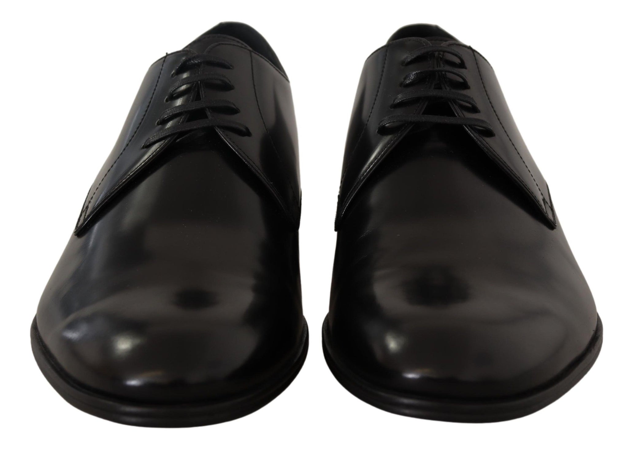 Black Leather Lace Up Formal Derby Shoes