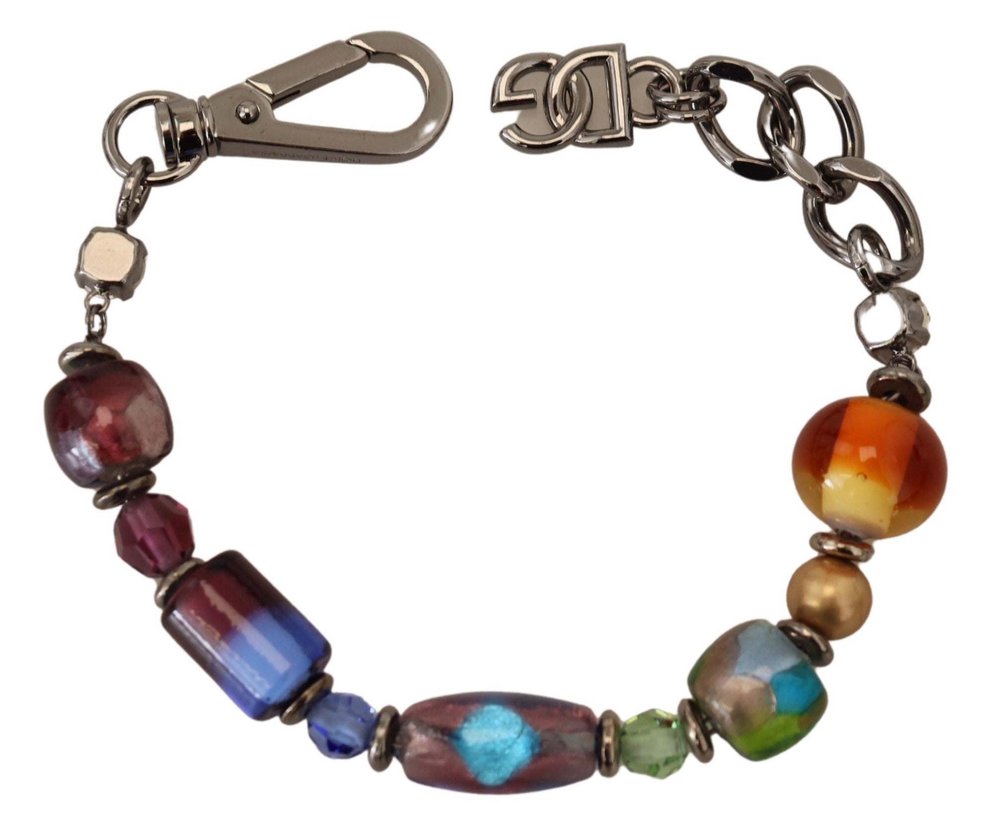 Dolce & Gabbana multicolor Silver Chain Brass Beaded Lobster Clasp Bracelet