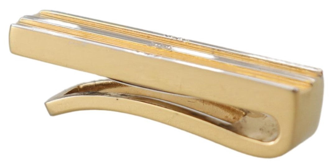 Dolce & Gabbana Gold Silver Brass Logo Men Tie Clip