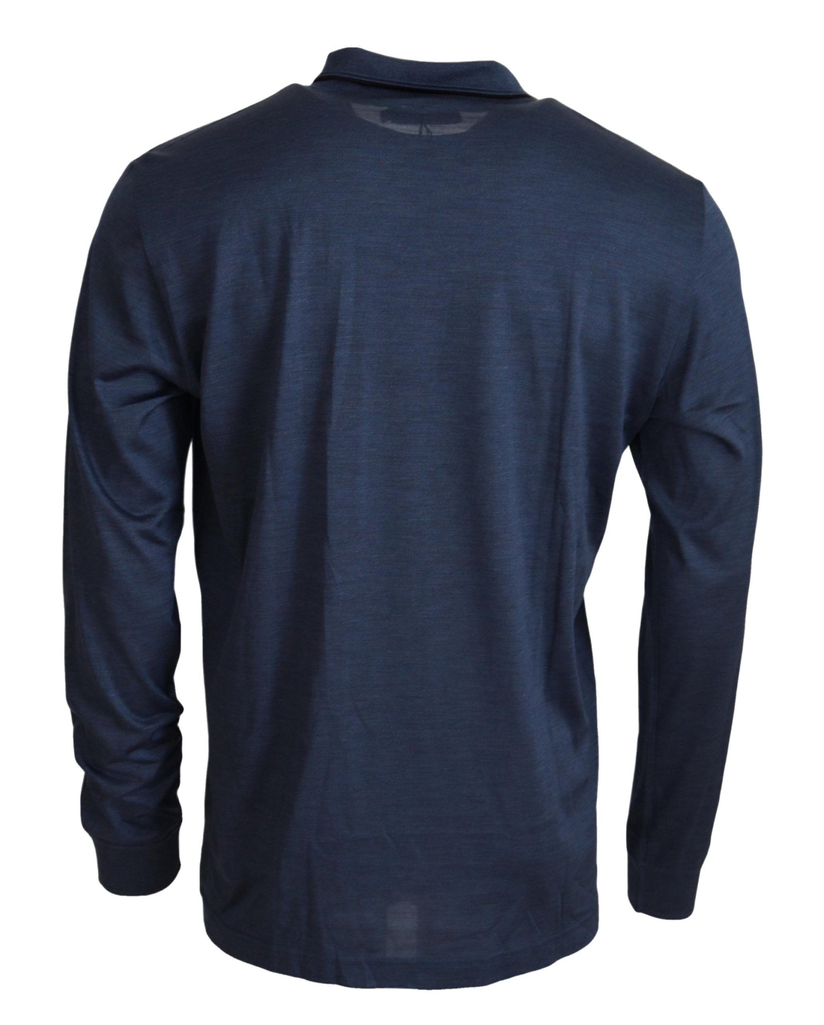 BLue Silk Polo Long Sleeve Pullover Sweater
