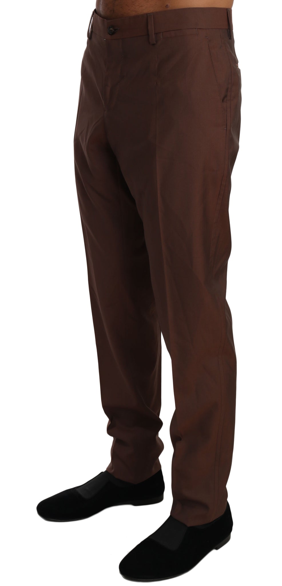 Brown Wool Silk Formal Trousers Pants