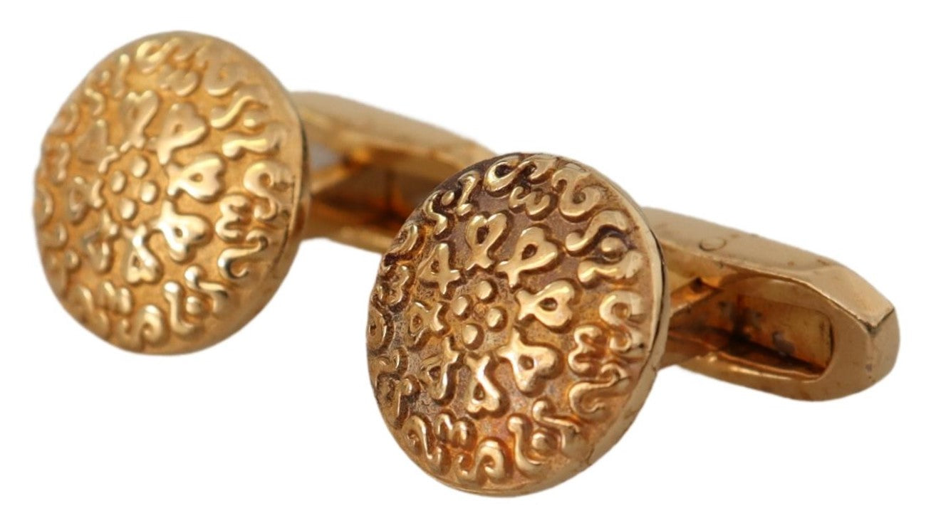 Gold Plated Brass Round Pin Men Cufflinks