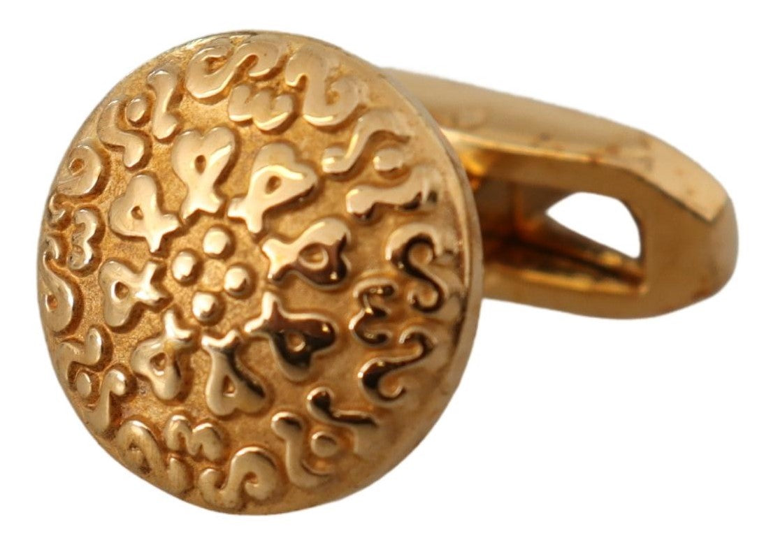 Gold Plated Brass Round Pin Men Cufflinks