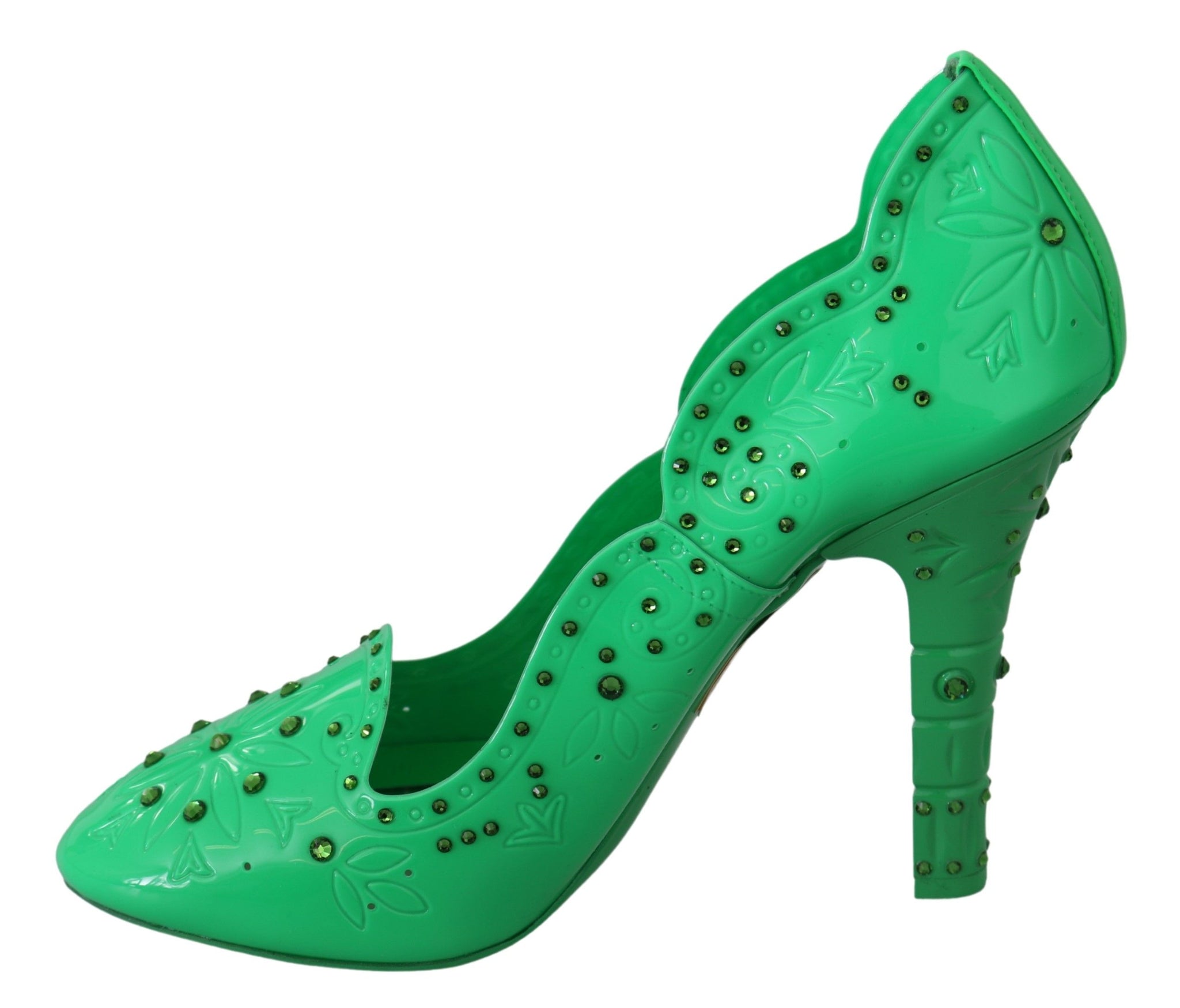 Dolce & Gabbana Green Crystal Floral Heels CINDERELLA Shoes