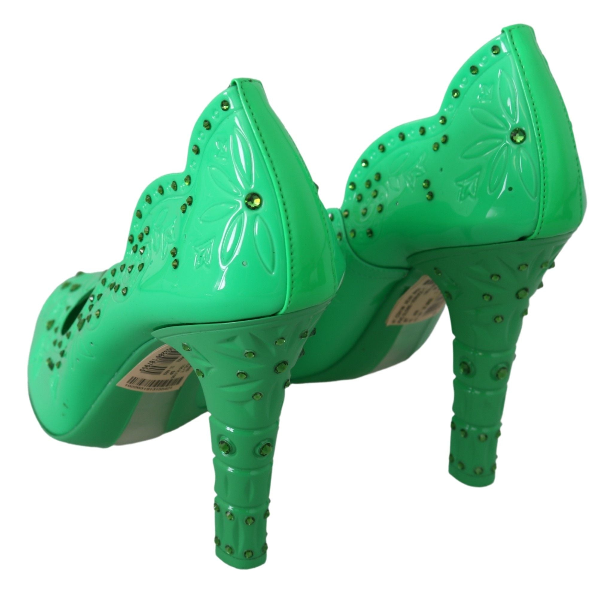 Dolce & Gabbana Green Crystal Floral Heels CINDERELLA Shoes