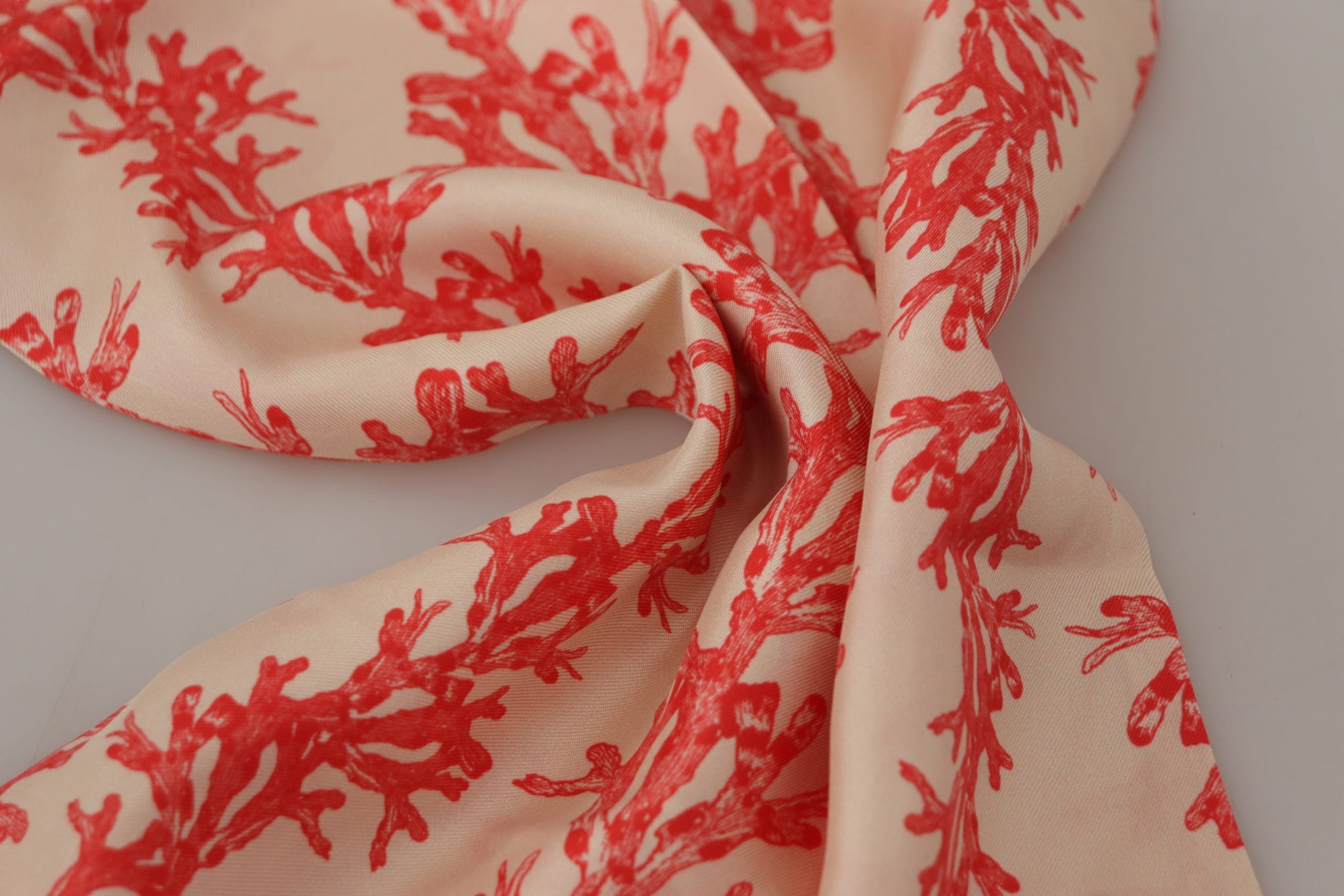 White Red Coral Print Shawl Wrap Fringe Scarf