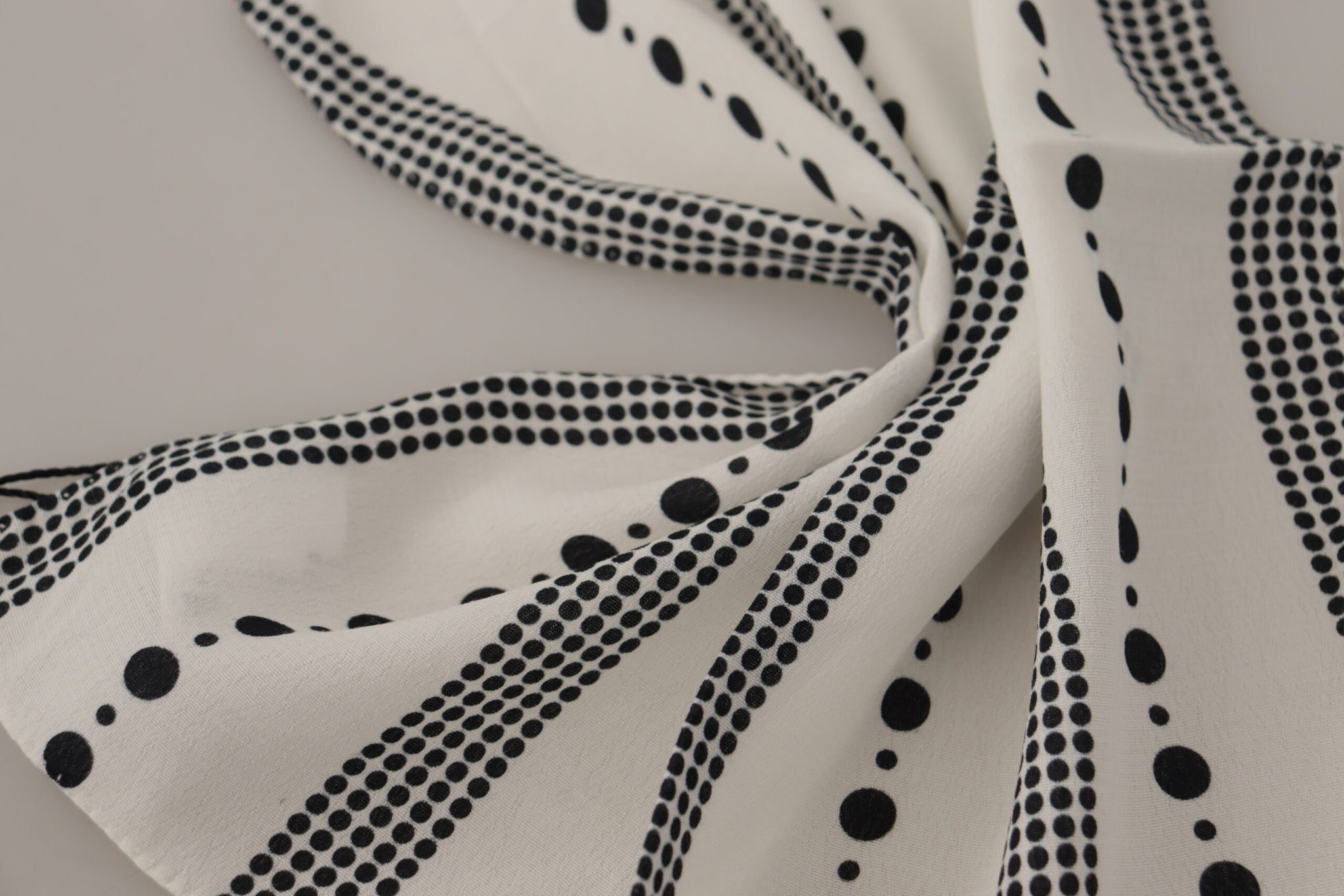 White Dotted Stripes Square Handkerchief Viscose Scarf