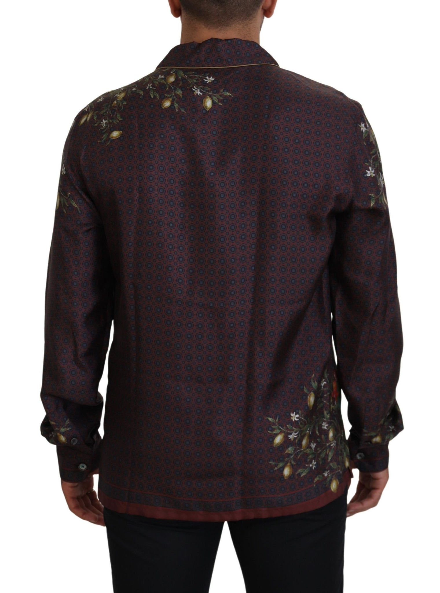 Bordeaux Ostrich Silk Satin Casual Mens Shirt