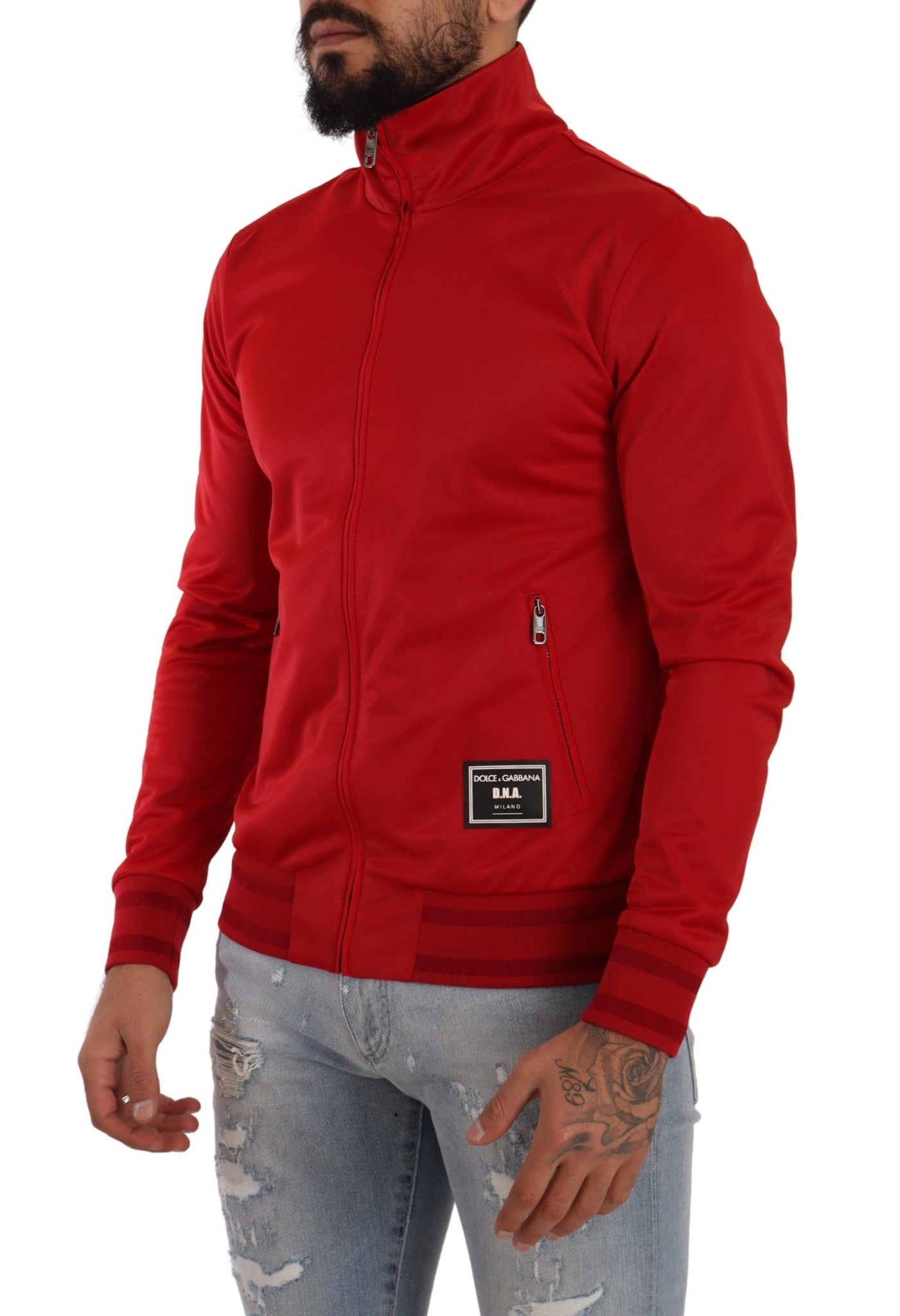 Red Full Zip Long Sleeve D.N.A Sport Gym Sweater