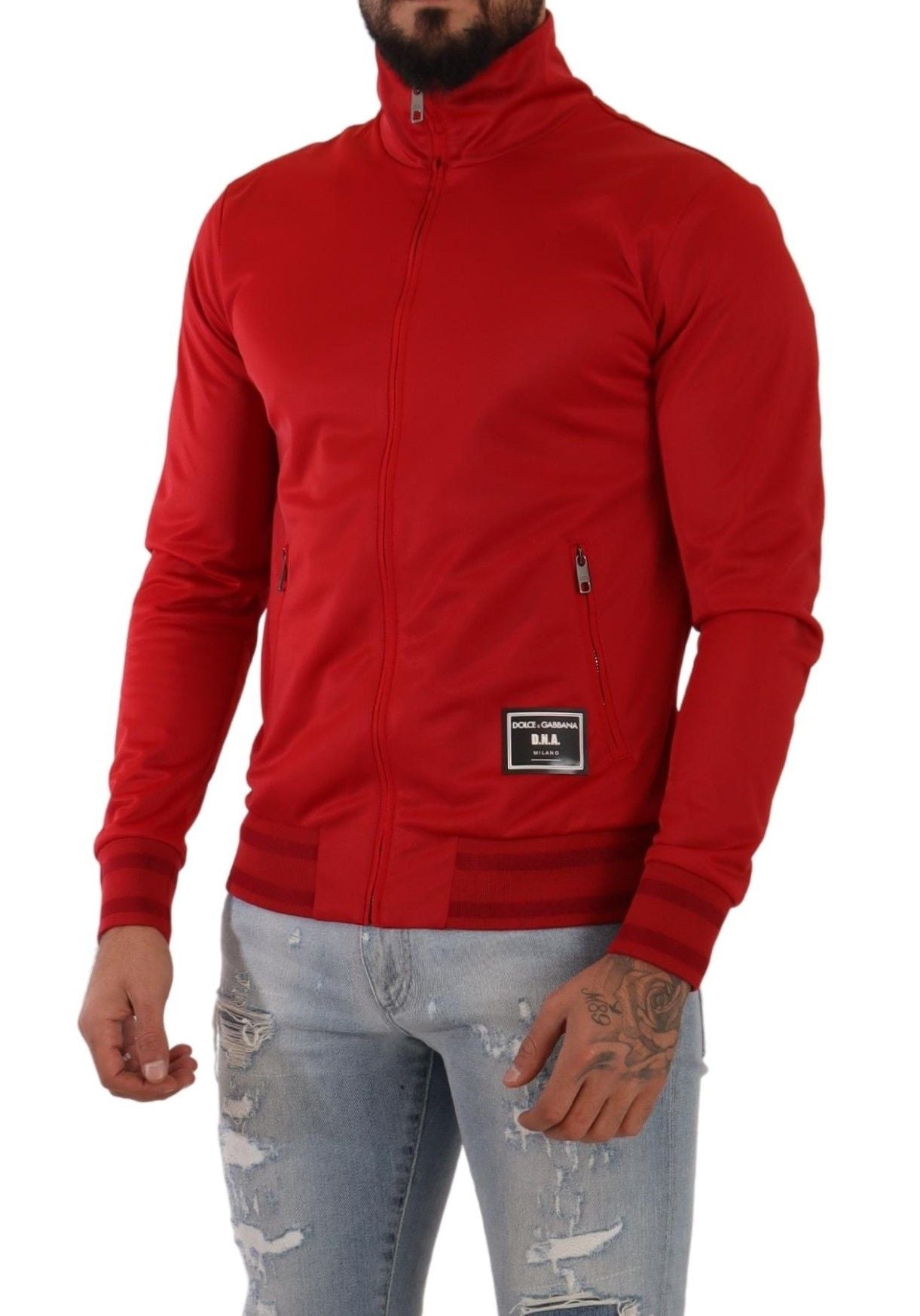 Red Full Zip Long Sleeve D.N.A Sport Gym Sweater