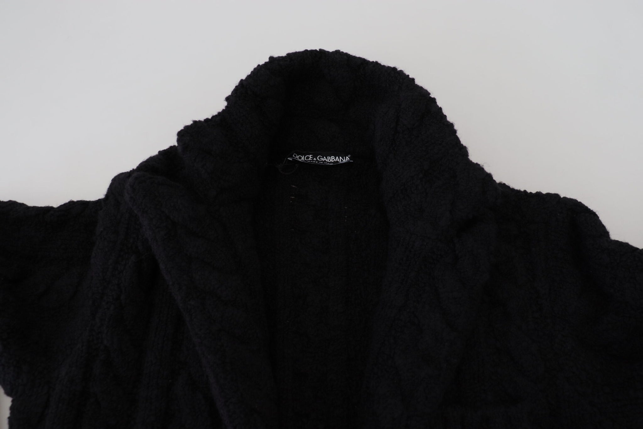 Black Wool Knit Button Cardigan Sweater