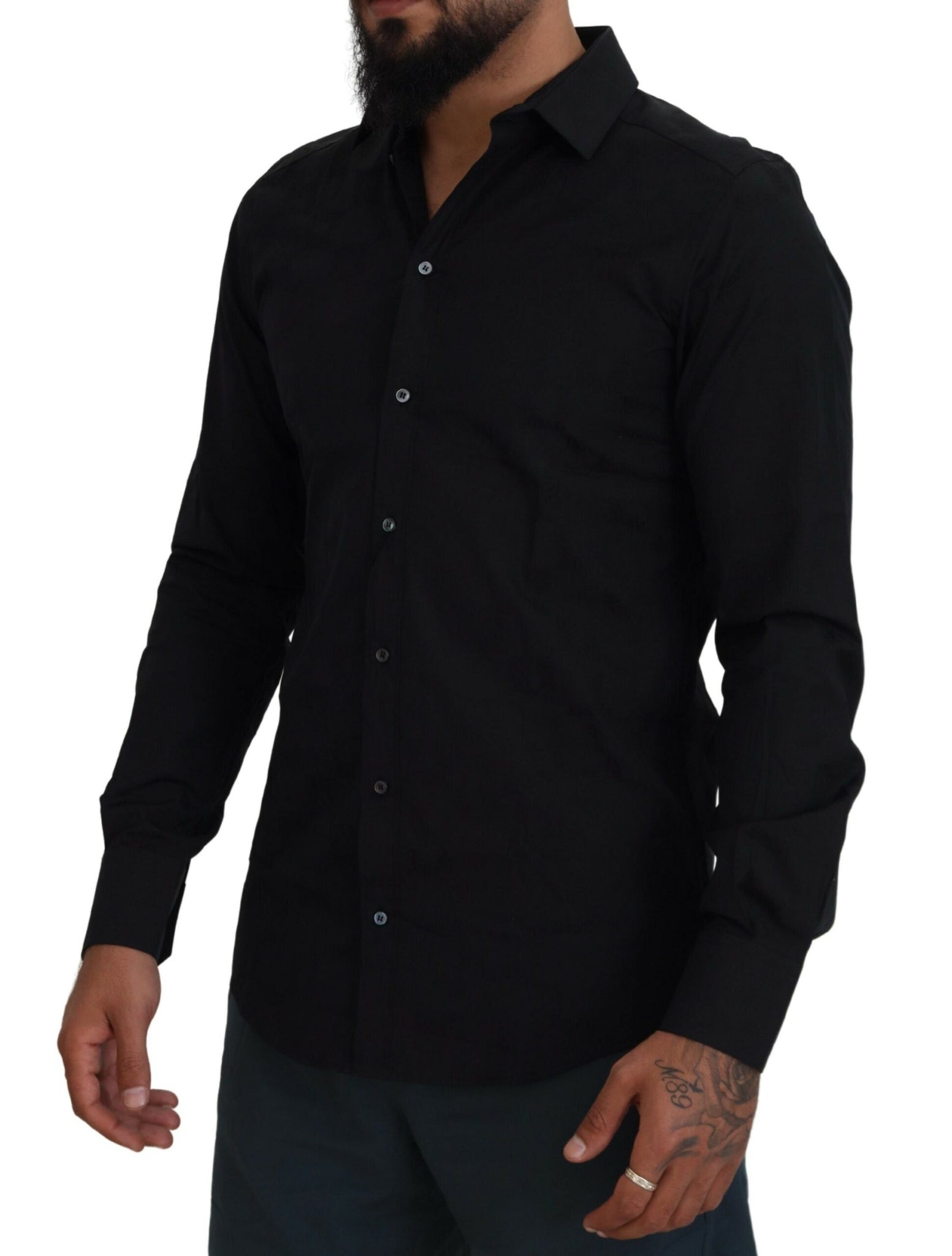 Black Cotton Dress Formal MARTINI Shirt