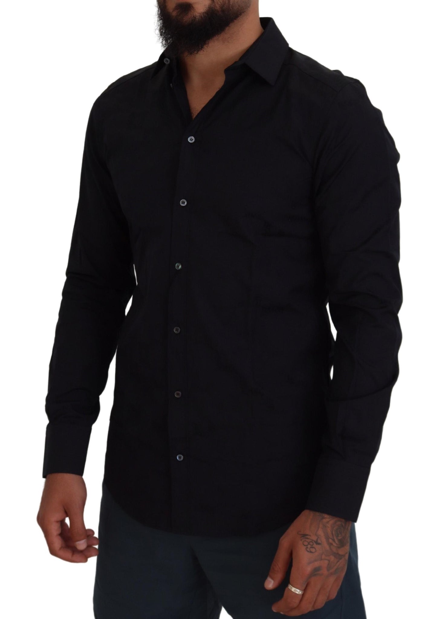 Black Cotton Dress Formal MARTINI Shirt