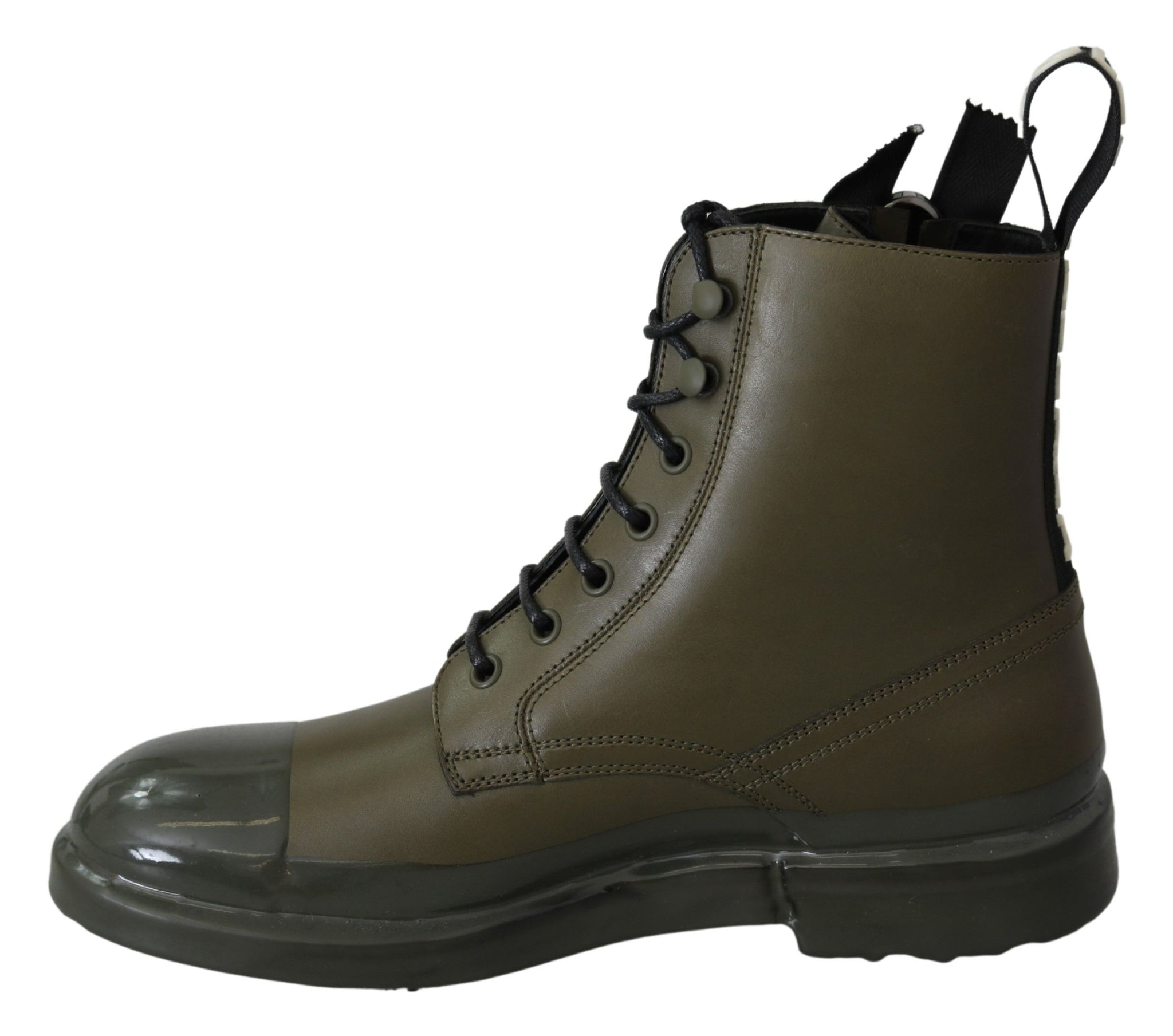 Green Leather Boots Zipper Mens Shoes