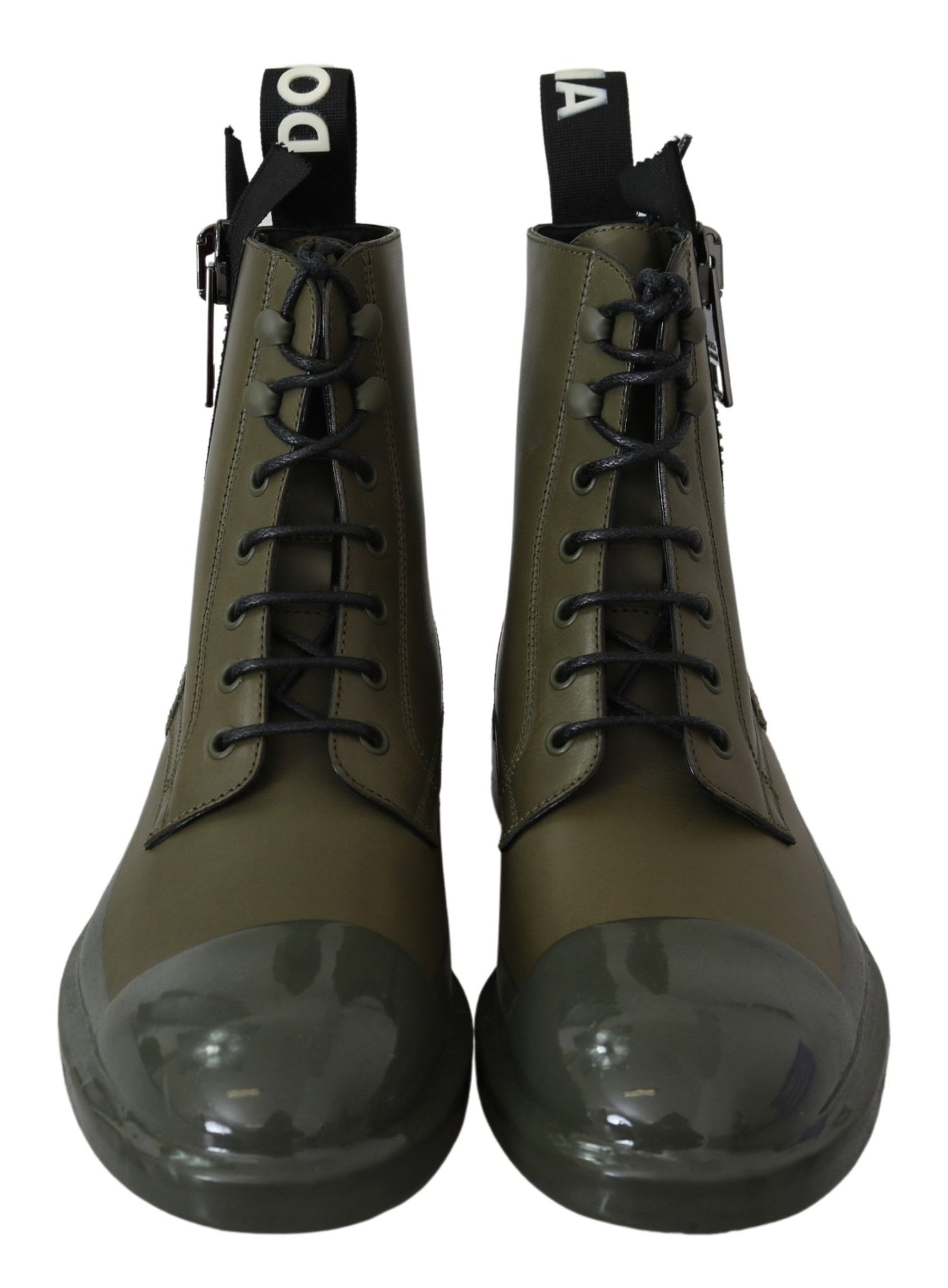 Green Leather Boots Zipper Mens Shoes