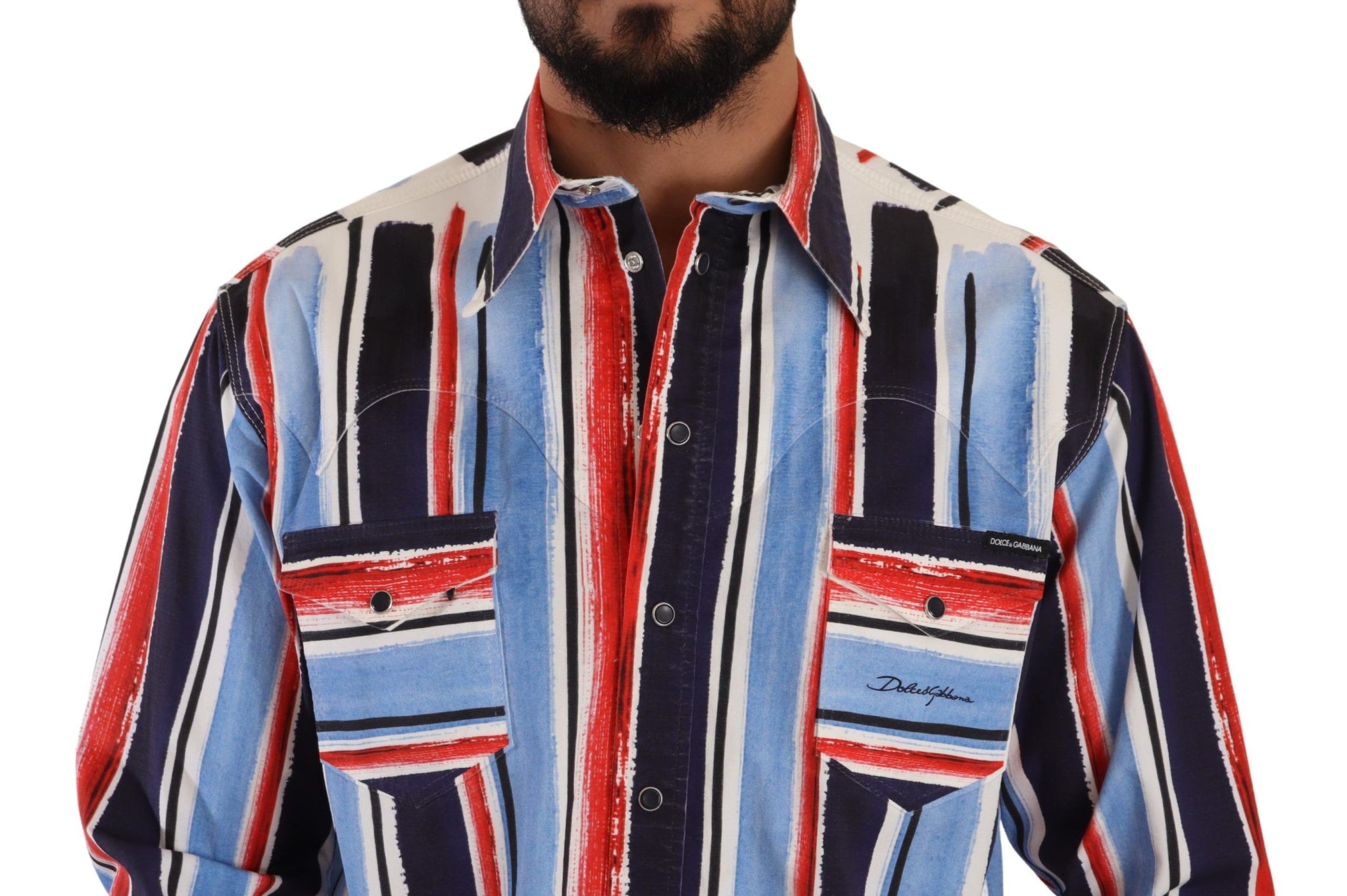 Red Striped Long Sleeve Cotton Shirt Blue