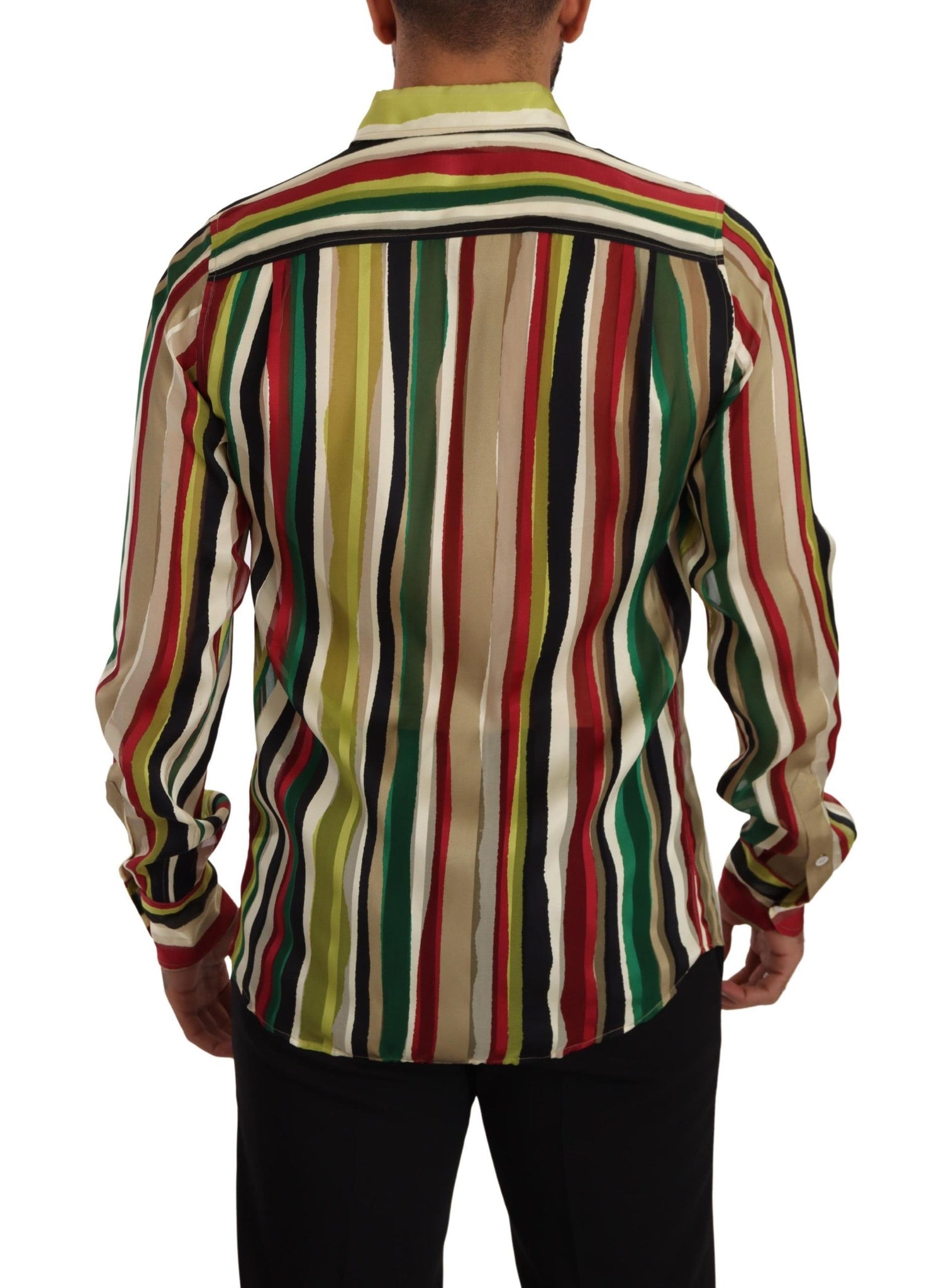 Multicolor Striped Long Sleeve Silk Shirt