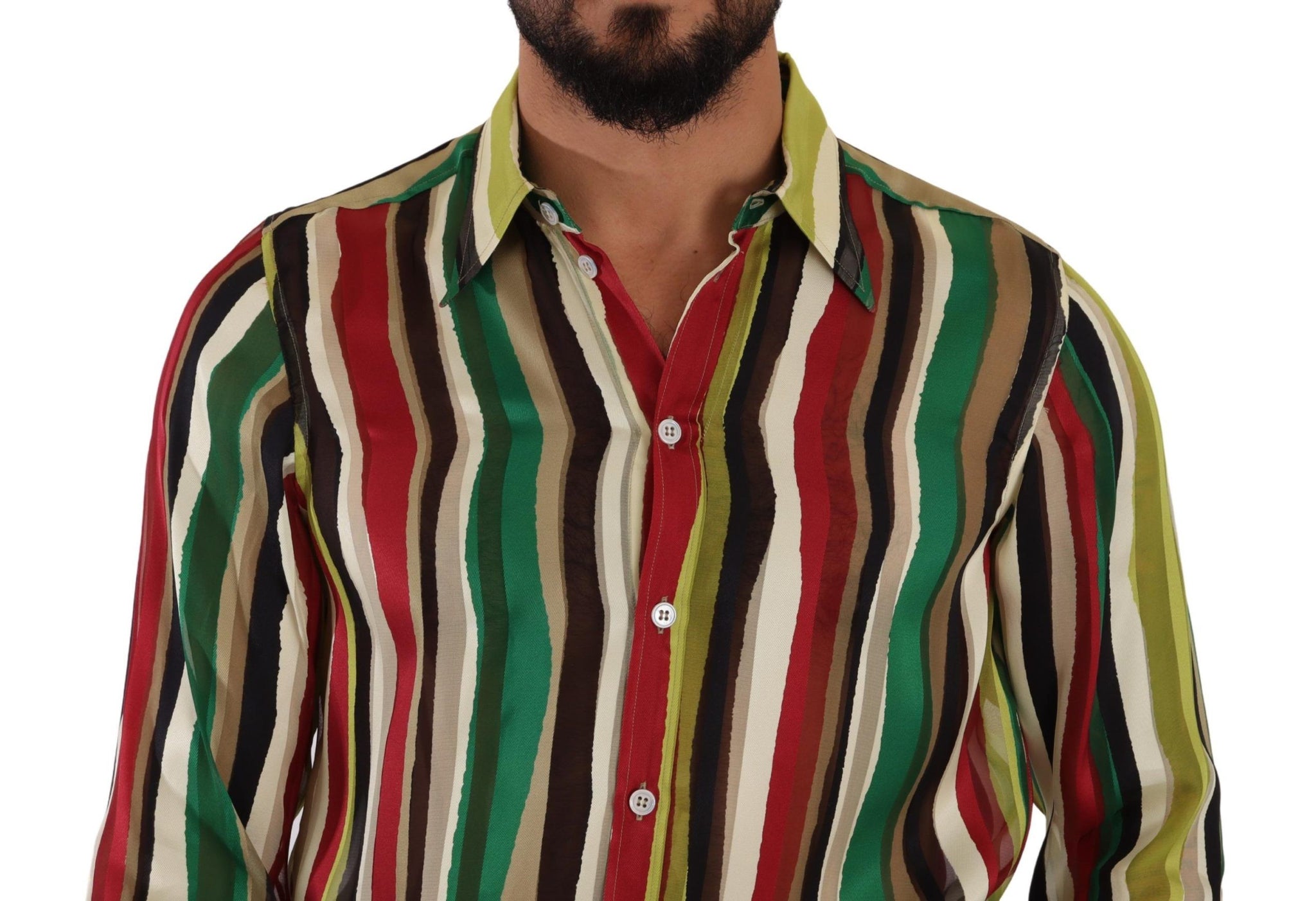 Multicolor Striped Long Sleeve Silk Shirt