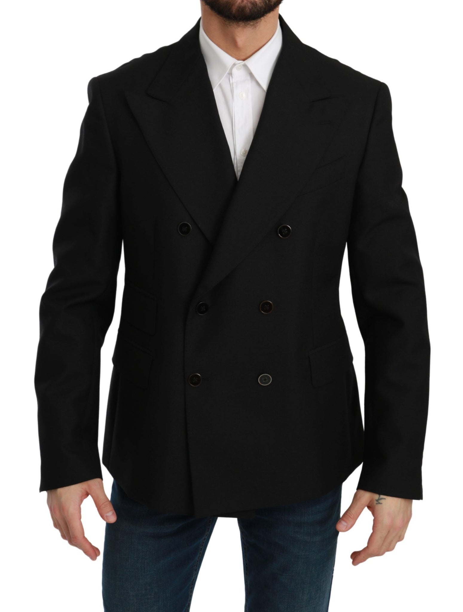 Black Slim Fit Jacket Coat Wool Blazer