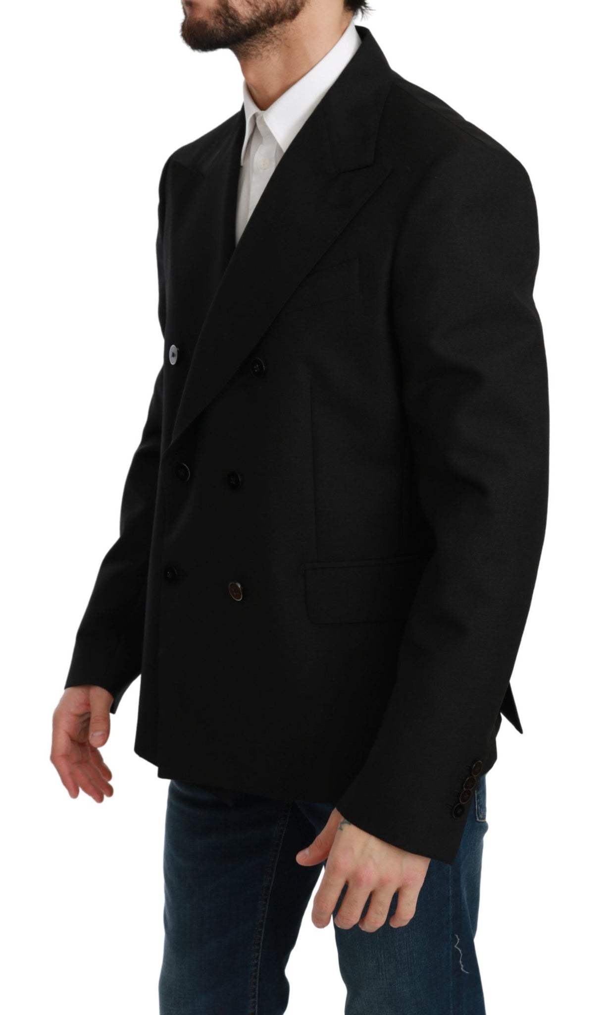 Black Slim Fit Jacket Coat Wool Blazer