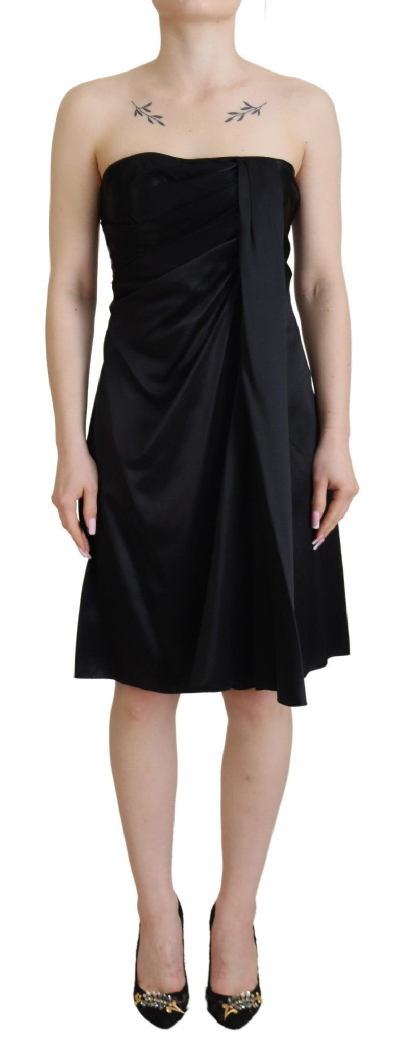 Black Silk Shift Short Mini Party Dress