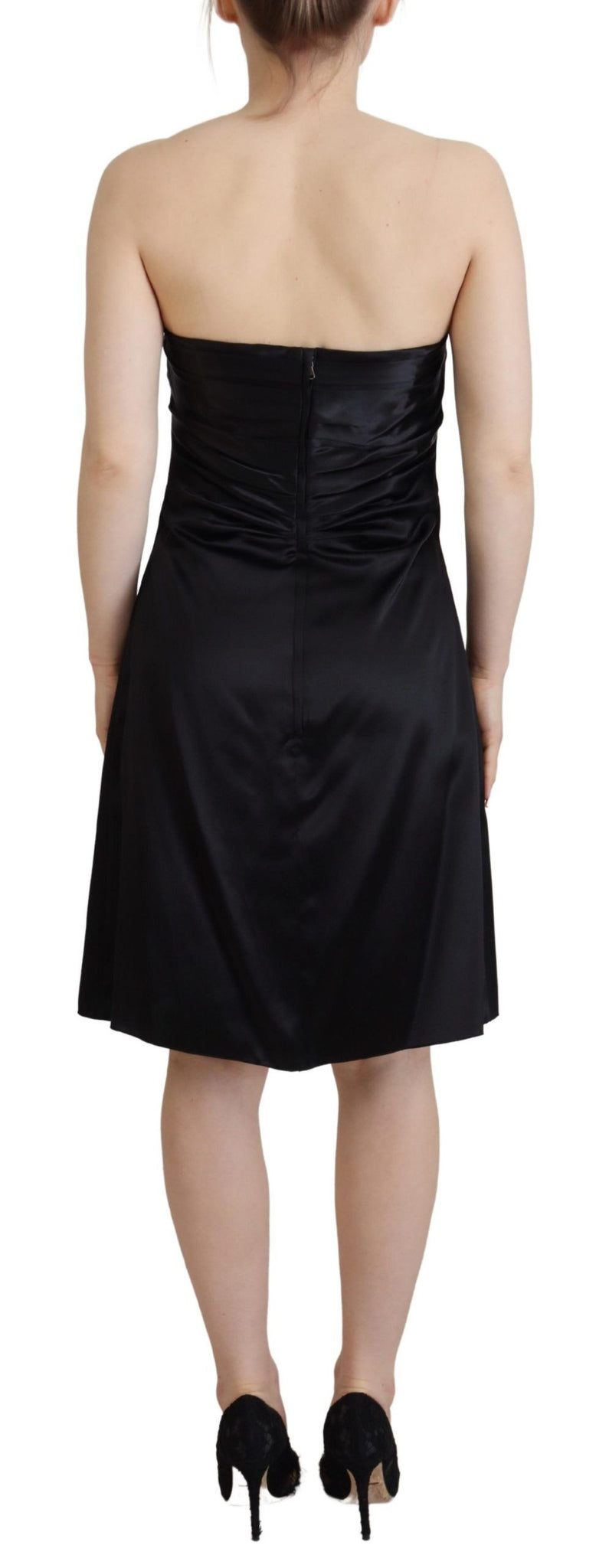 Black Silk Shift Short Mini Party Dress