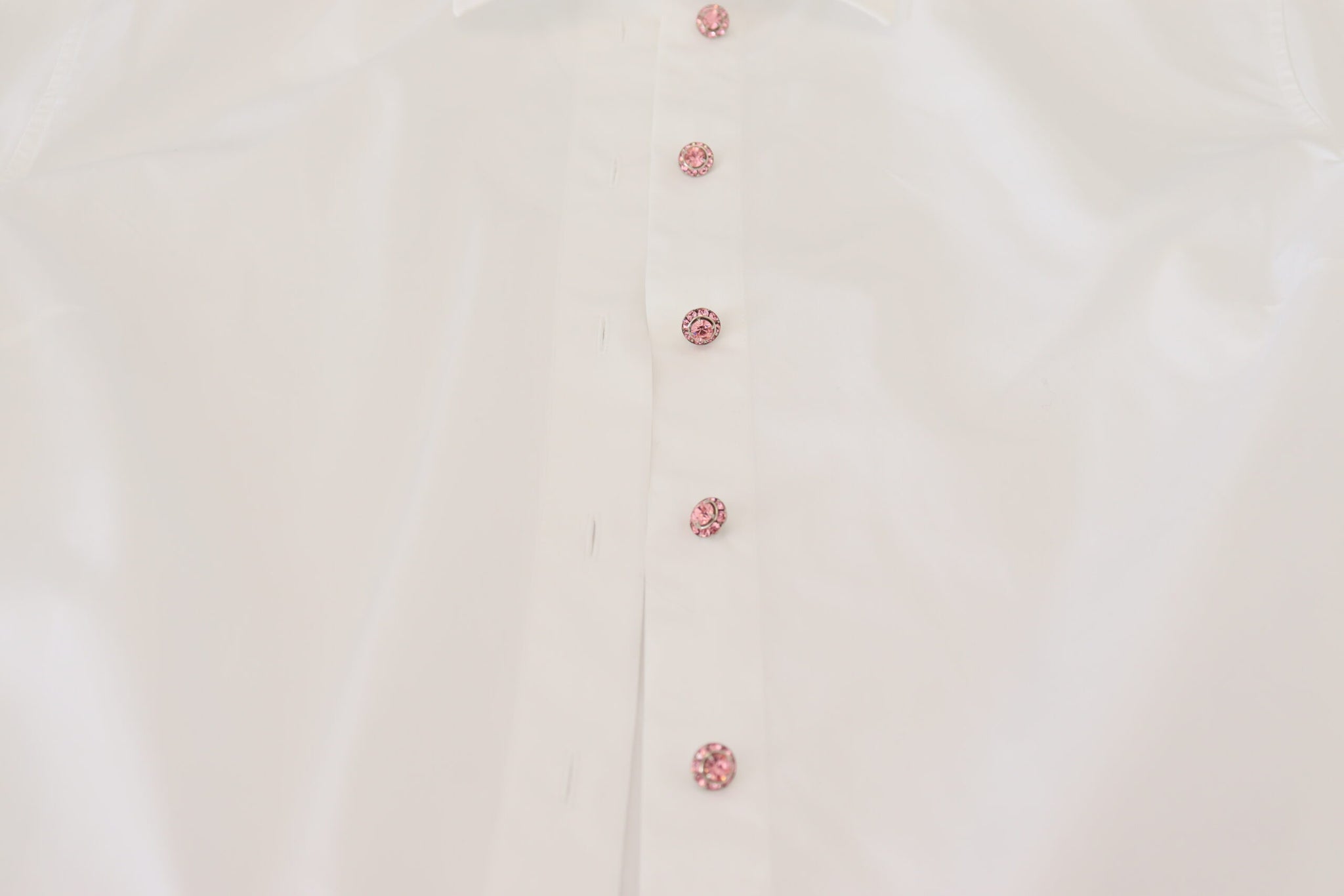 Dolce & Gabbana White Cotton Button Front Short Sleeve Top