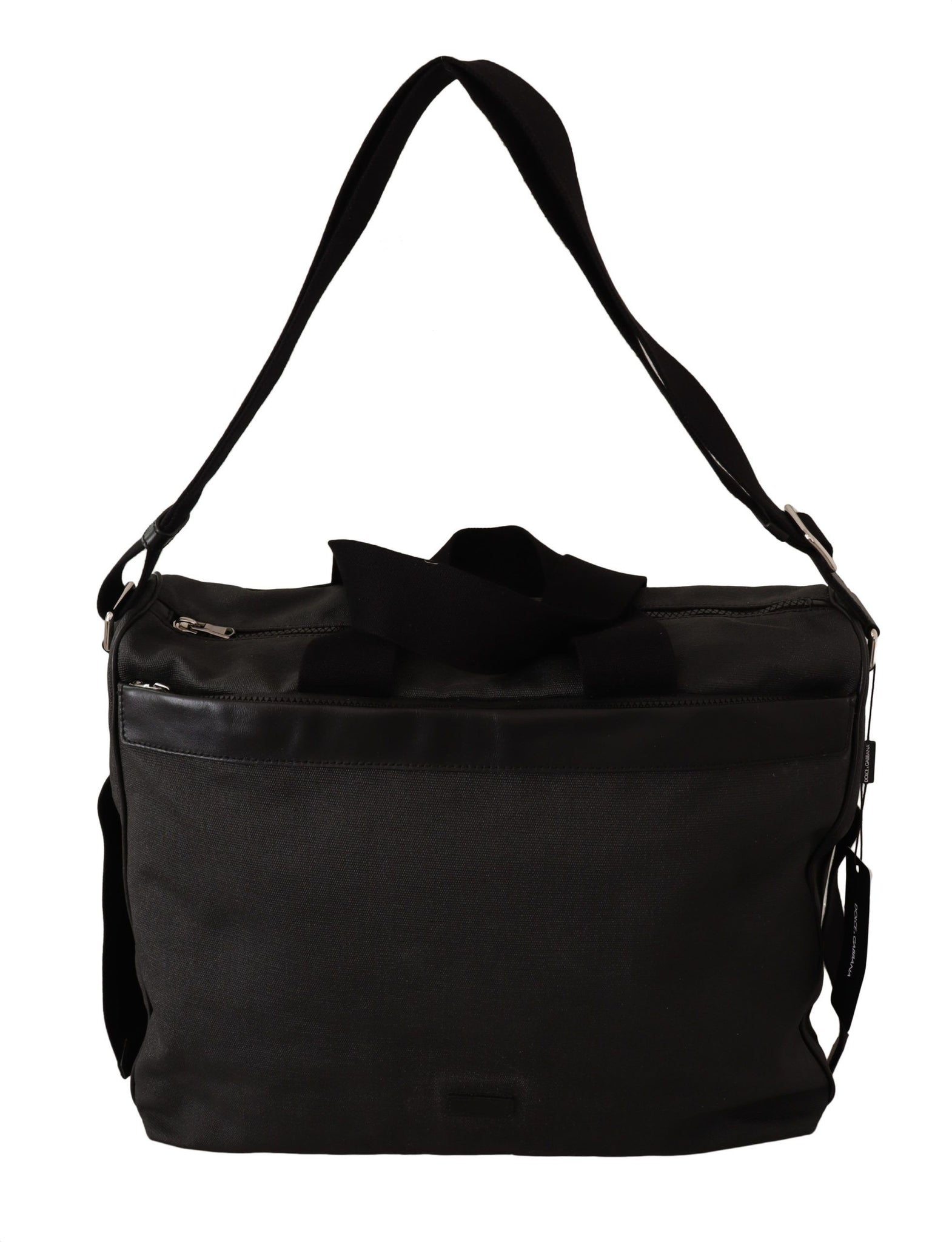 Black Denim Leather Shoulder Strap Messenger Bag