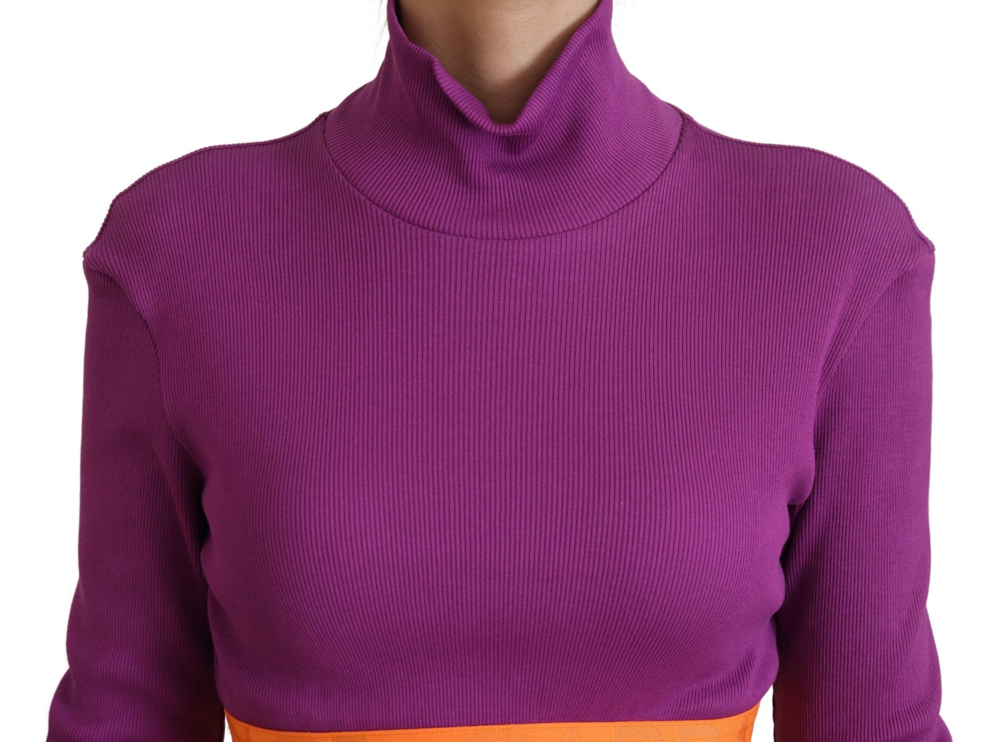 Dolce & Gabbana Purple Turtle Neck Cropped Pullover Sweater