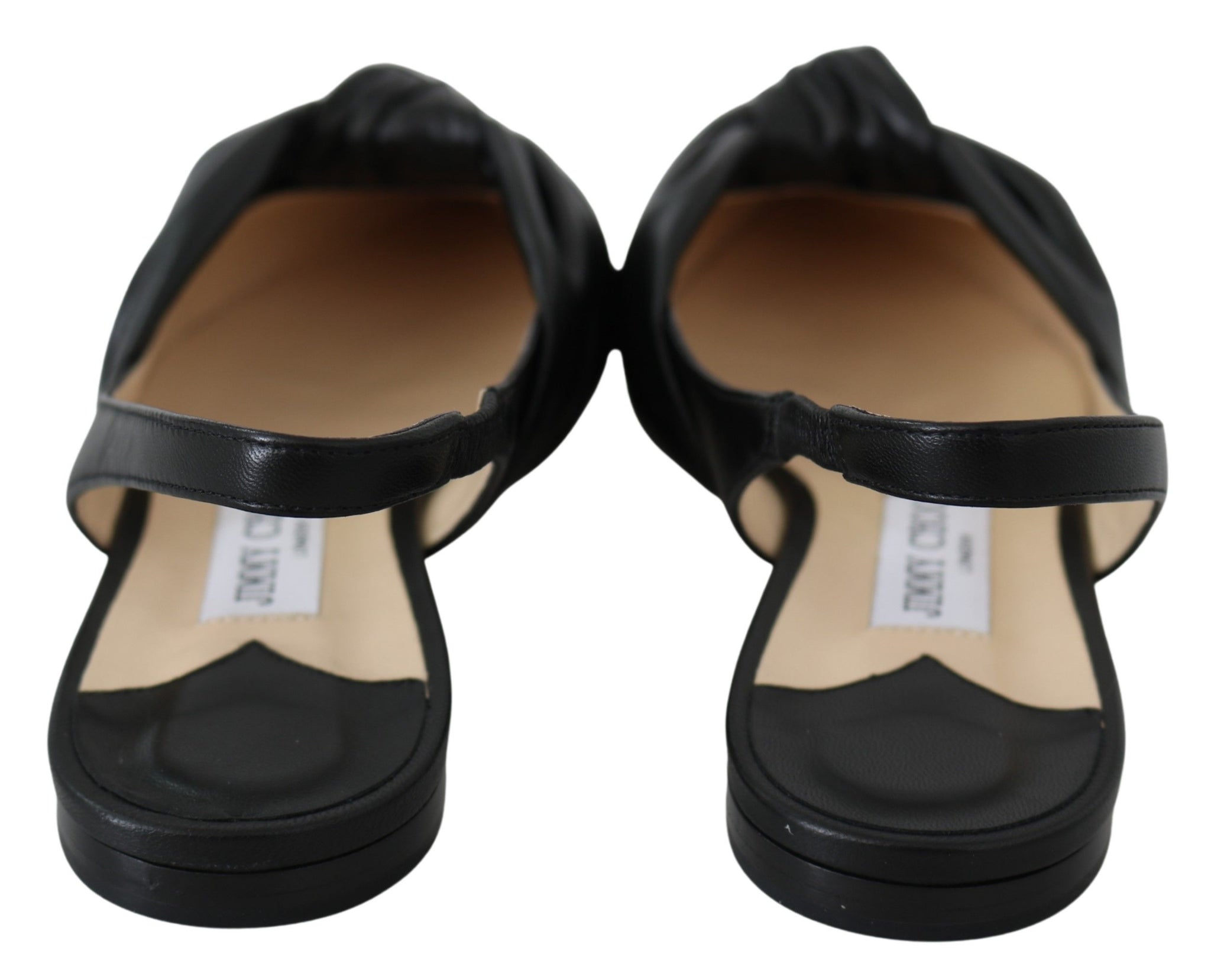 Annabell Black Leather Flat Shoes