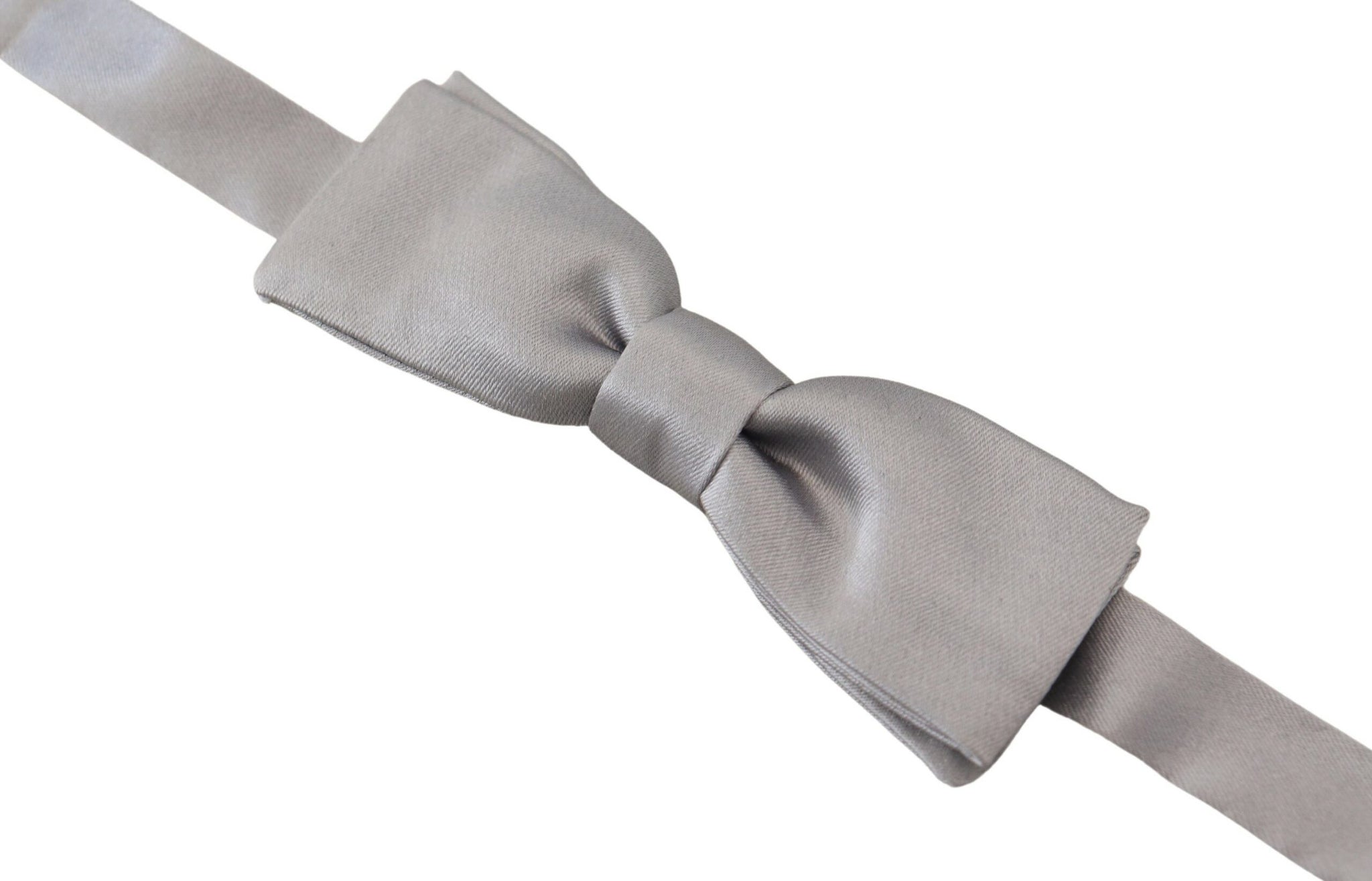 Dolce & Gabbana Gray Silk Adjustable Men Neck Papillon Bow Tie