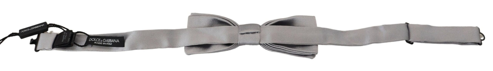 Dolce & Gabbana Gray Silk Adjustable Men Neck Papillon Bow Tie