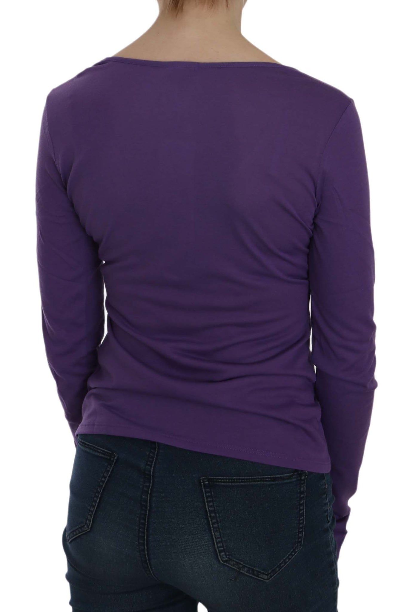 Purple Crystal Embellished Long Sleeve Casual Top