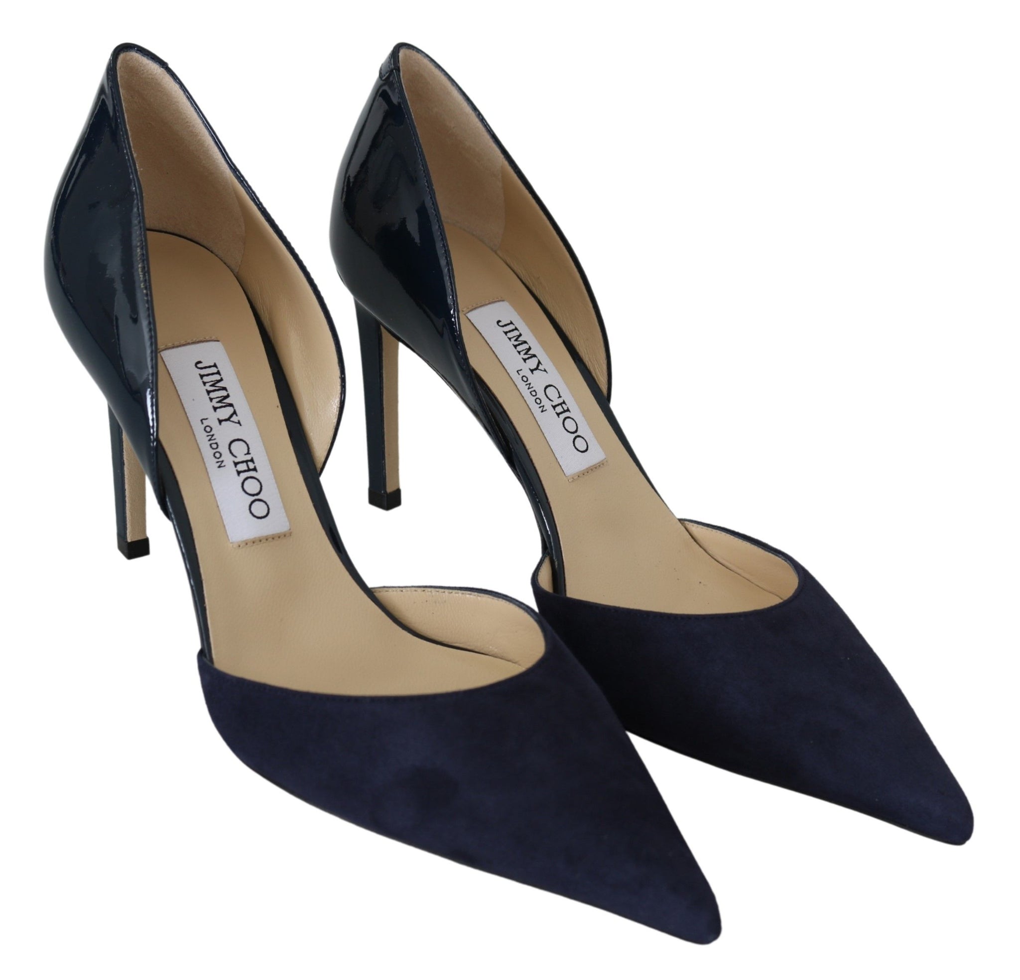 Jimmy Choo Navy Blue Leather Darylin 85 Pumps Shoes