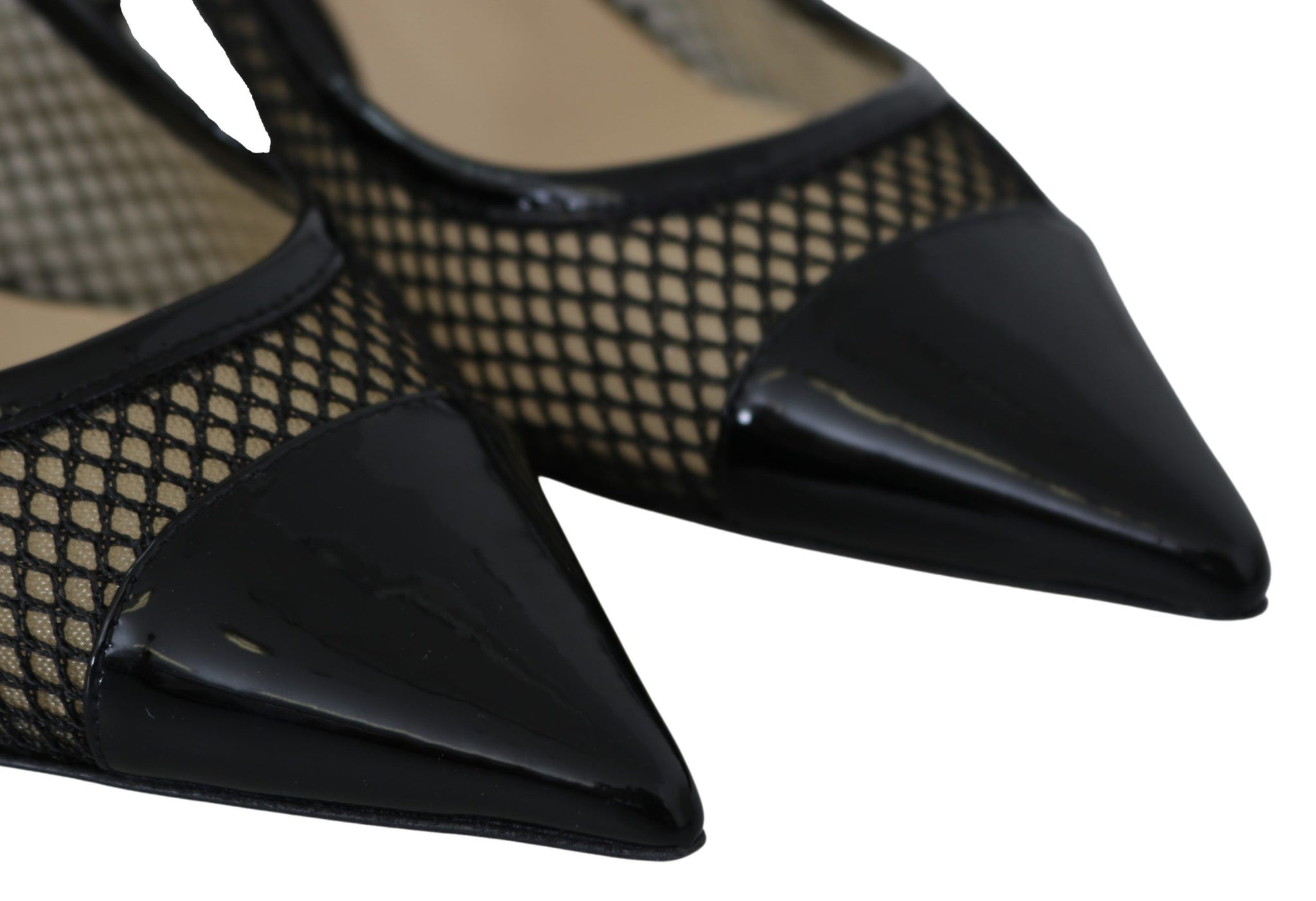 Black Mesh and Leather Amika 50 Pumps