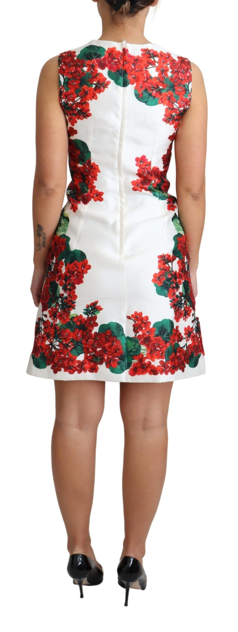 Dolce & Gabbana White Portofino Motif Fitted Mini Silk Dress