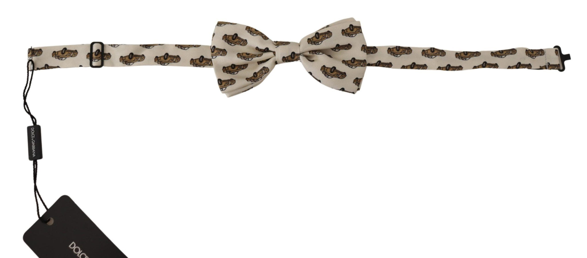 White Orange Car print Adjustable Neck Papillon Bow Tie