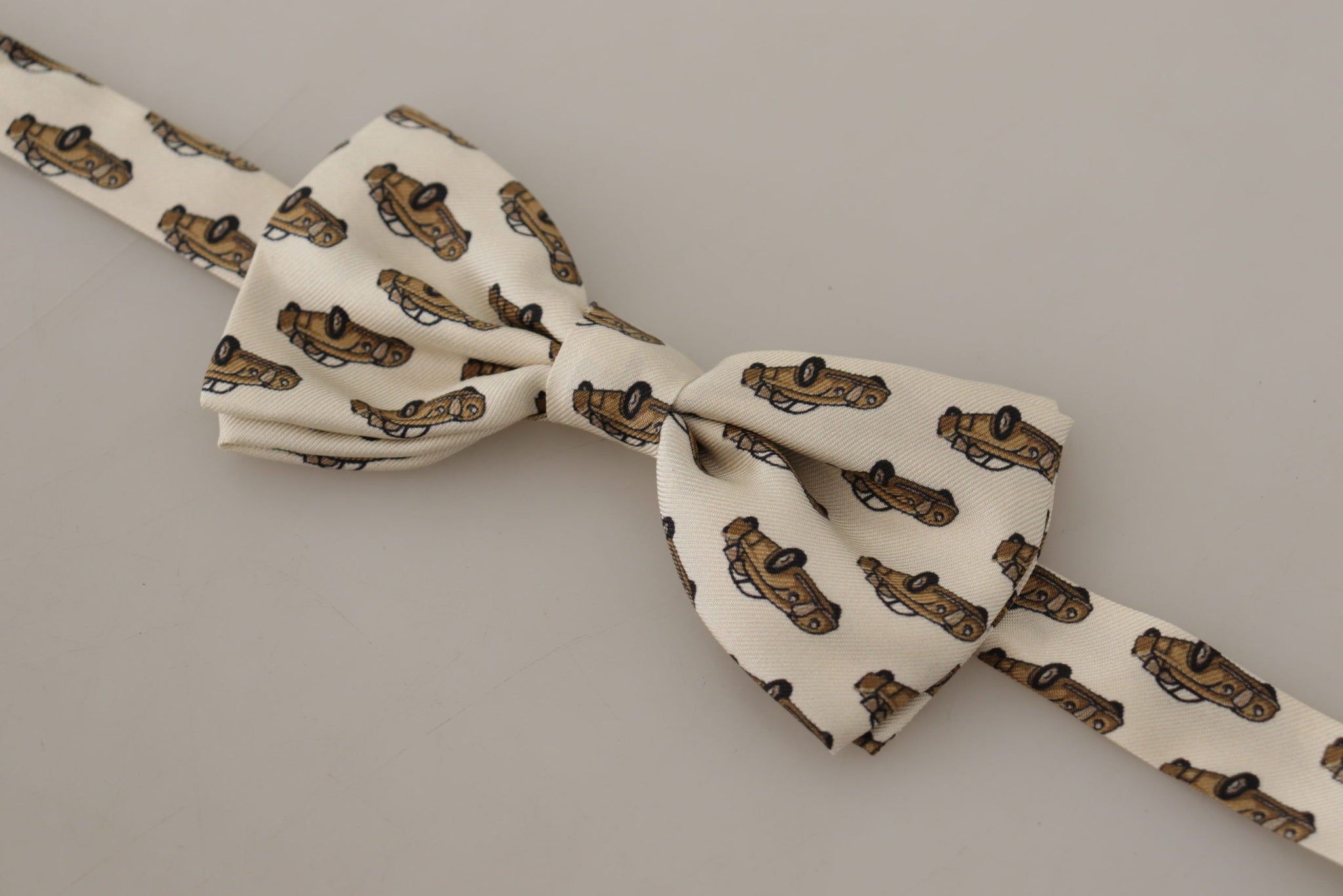 White Orange Car print Adjustable Neck Papillon Bow Tie