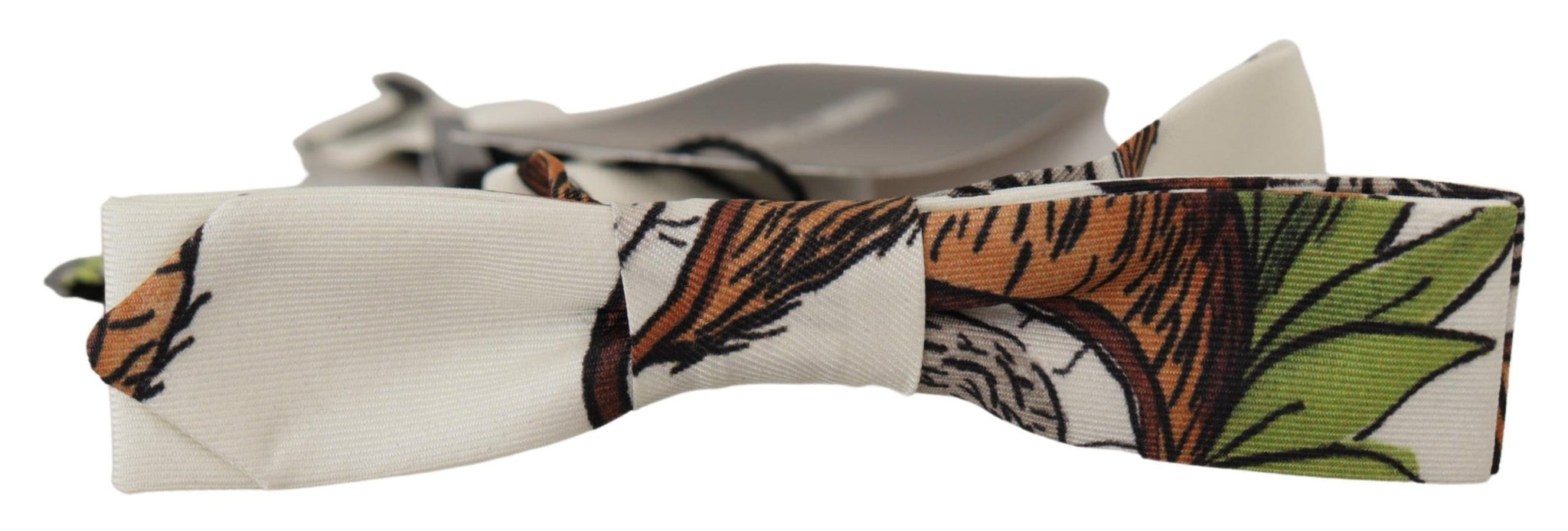 White Pattern Silk Adjustable Neck Papillon Bow Tie