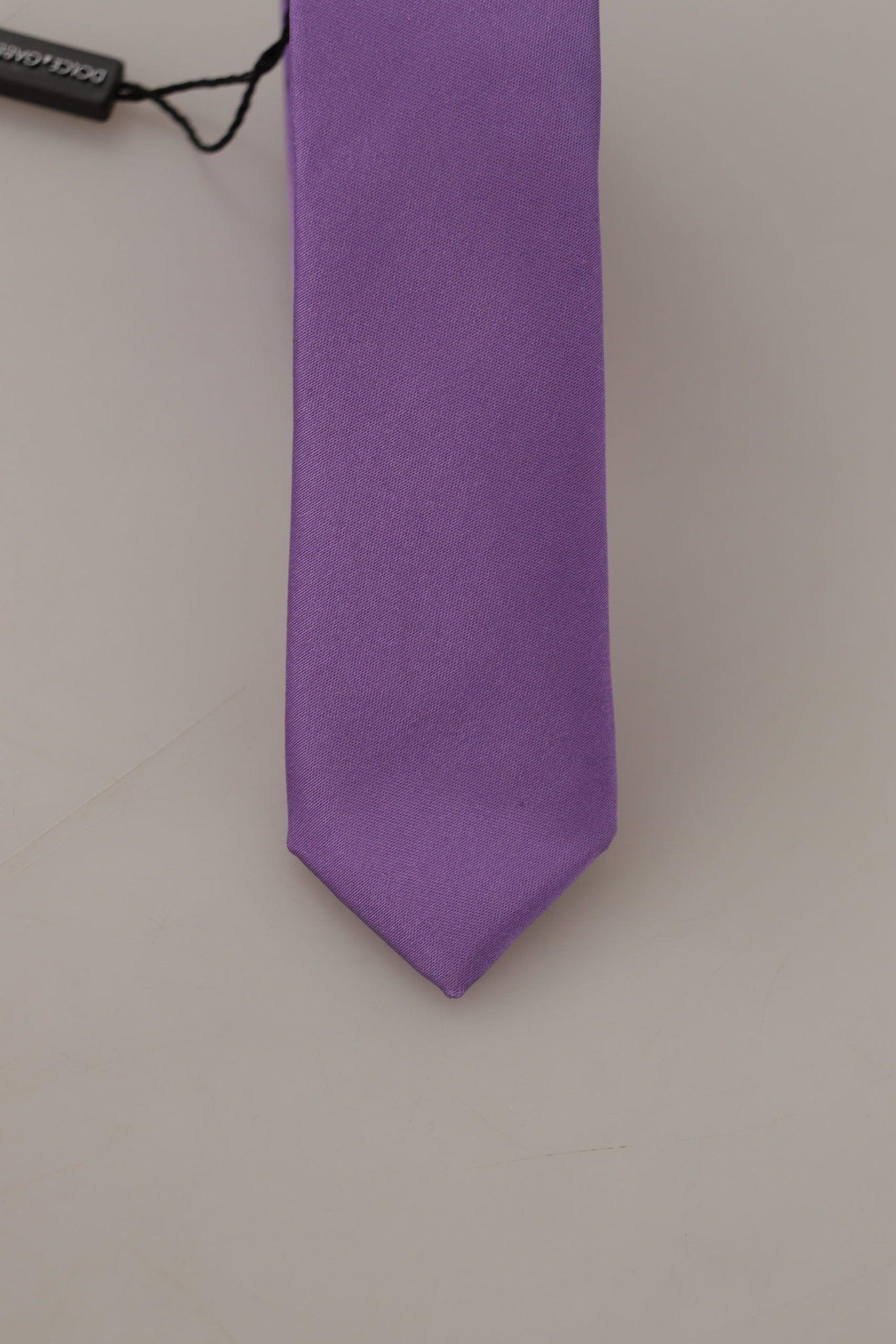 Dolce & Gabbana Purple Solid Print Silk Adjustable Necktie Accessory  Tie