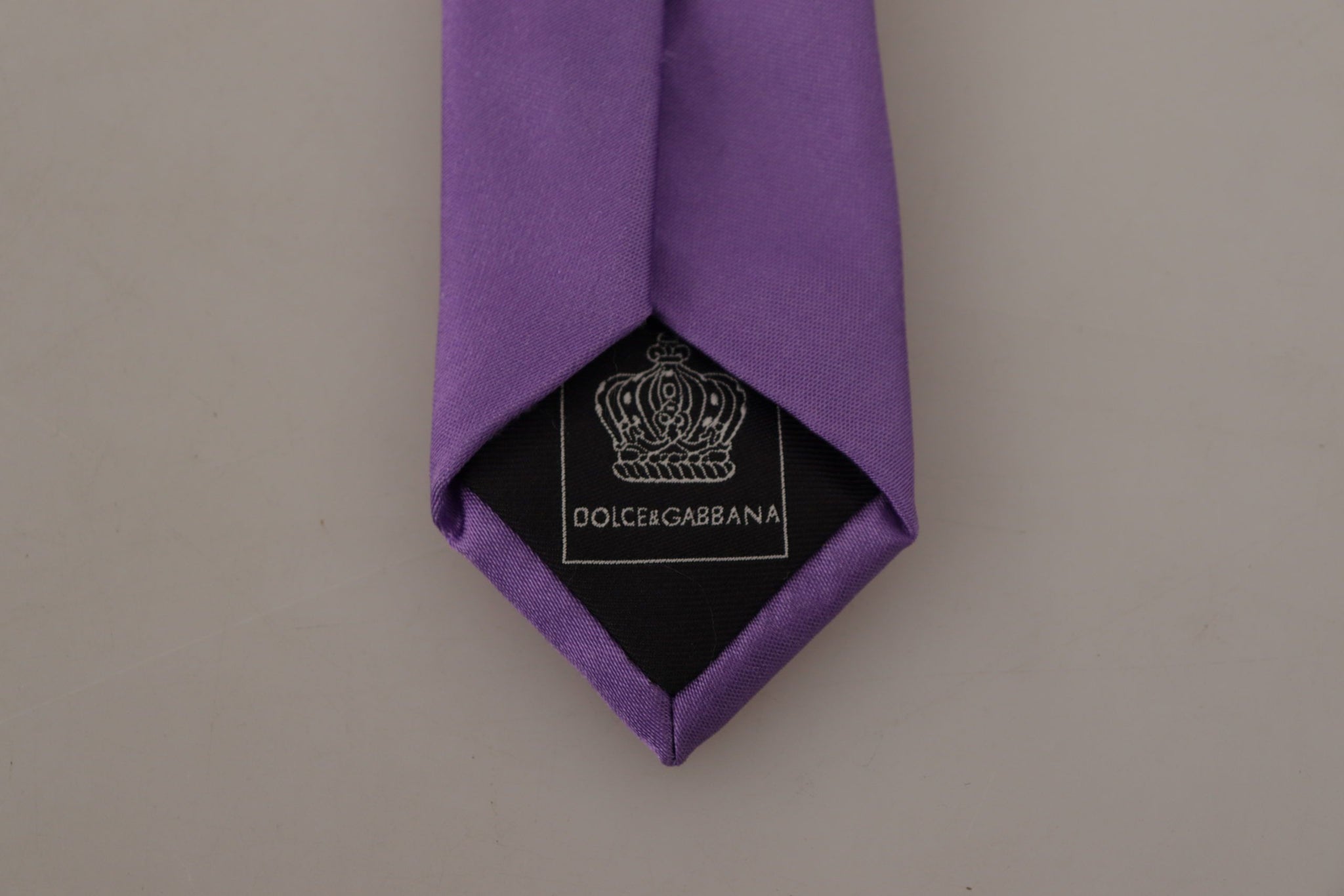 Dolce & Gabbana Purple Solid Print Silk Adjustable Necktie Accessory  Tie