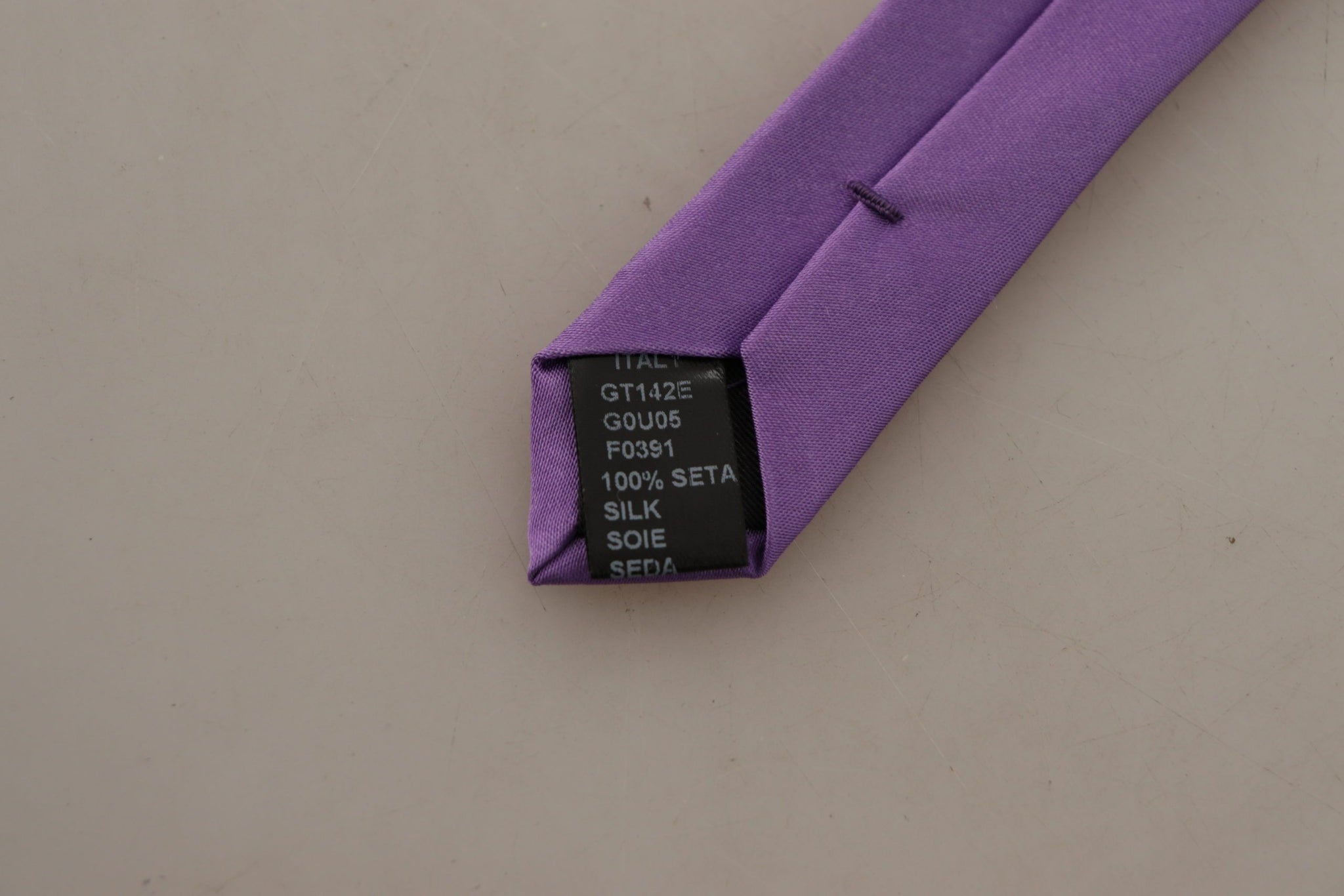 Dolce & Gabbana Purple Solid Print Silk Adjustable Necktie Accessory  Tie