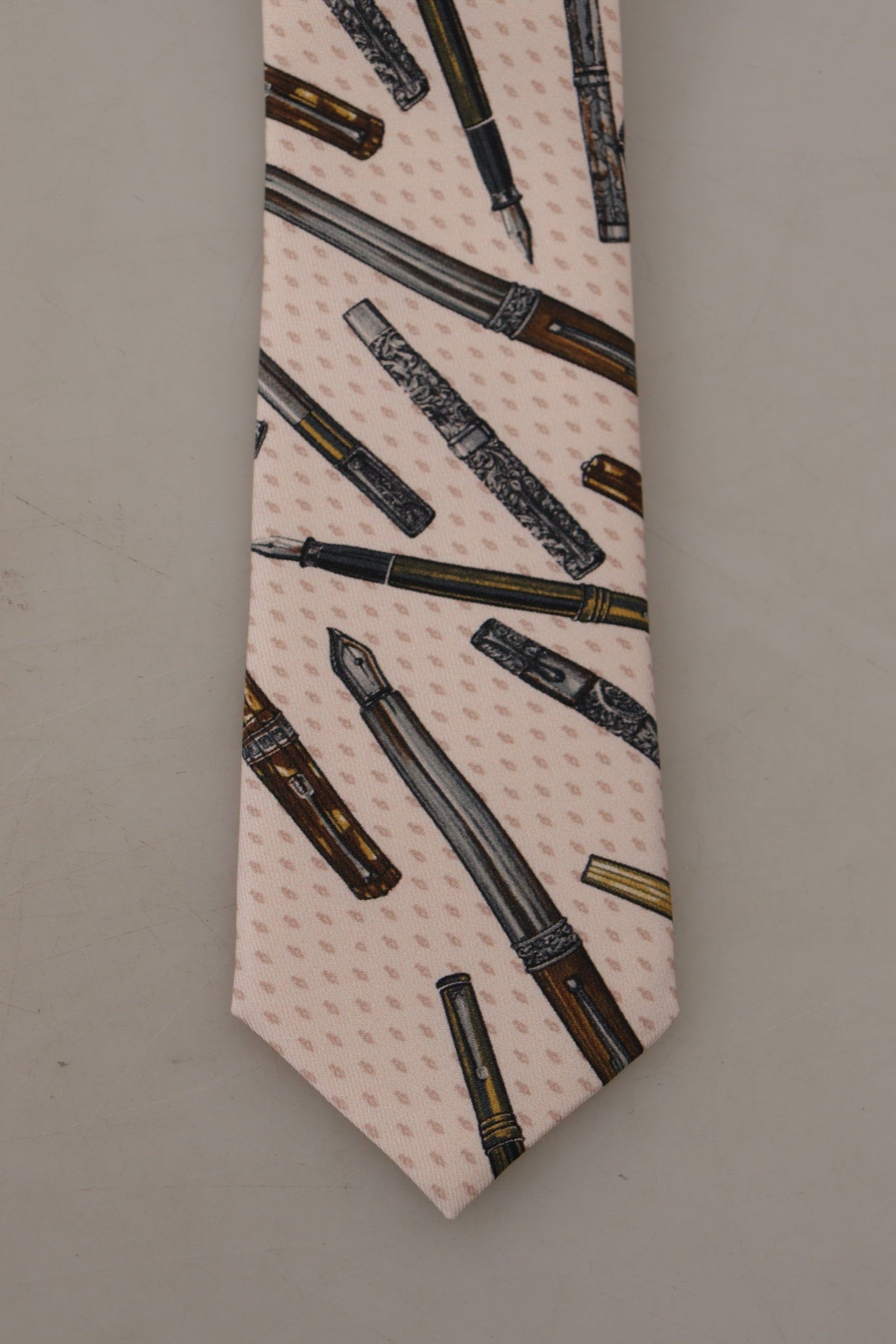 Pink Pen Dots Print 100% Silk Adjustable Neck Accessory Tie