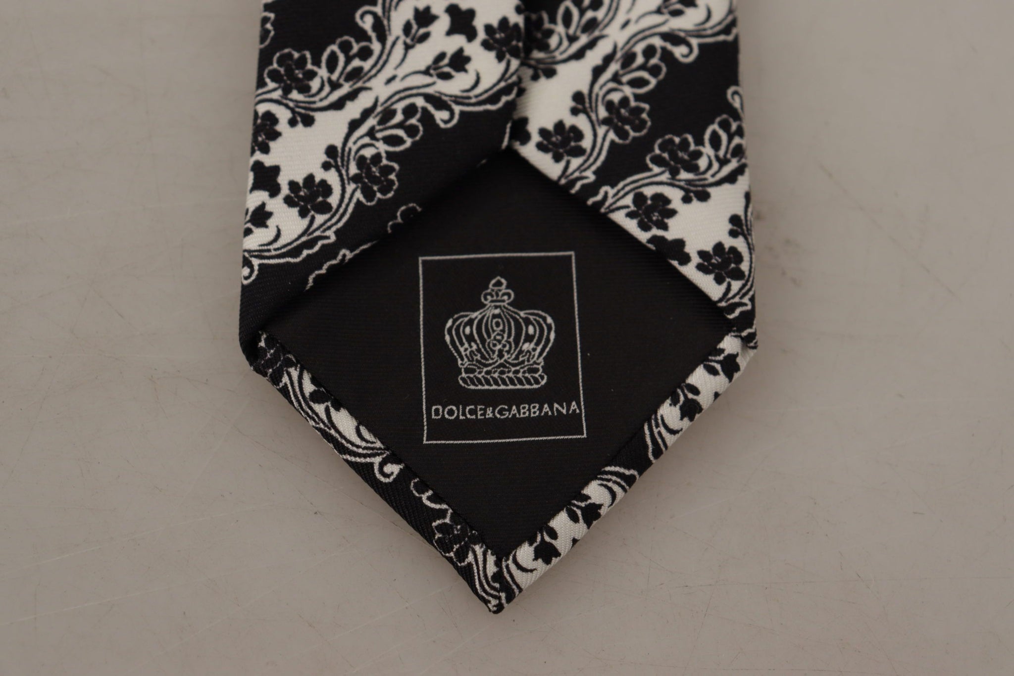 Black White Flower 100% Silk Print Adjustable Accessory Tie